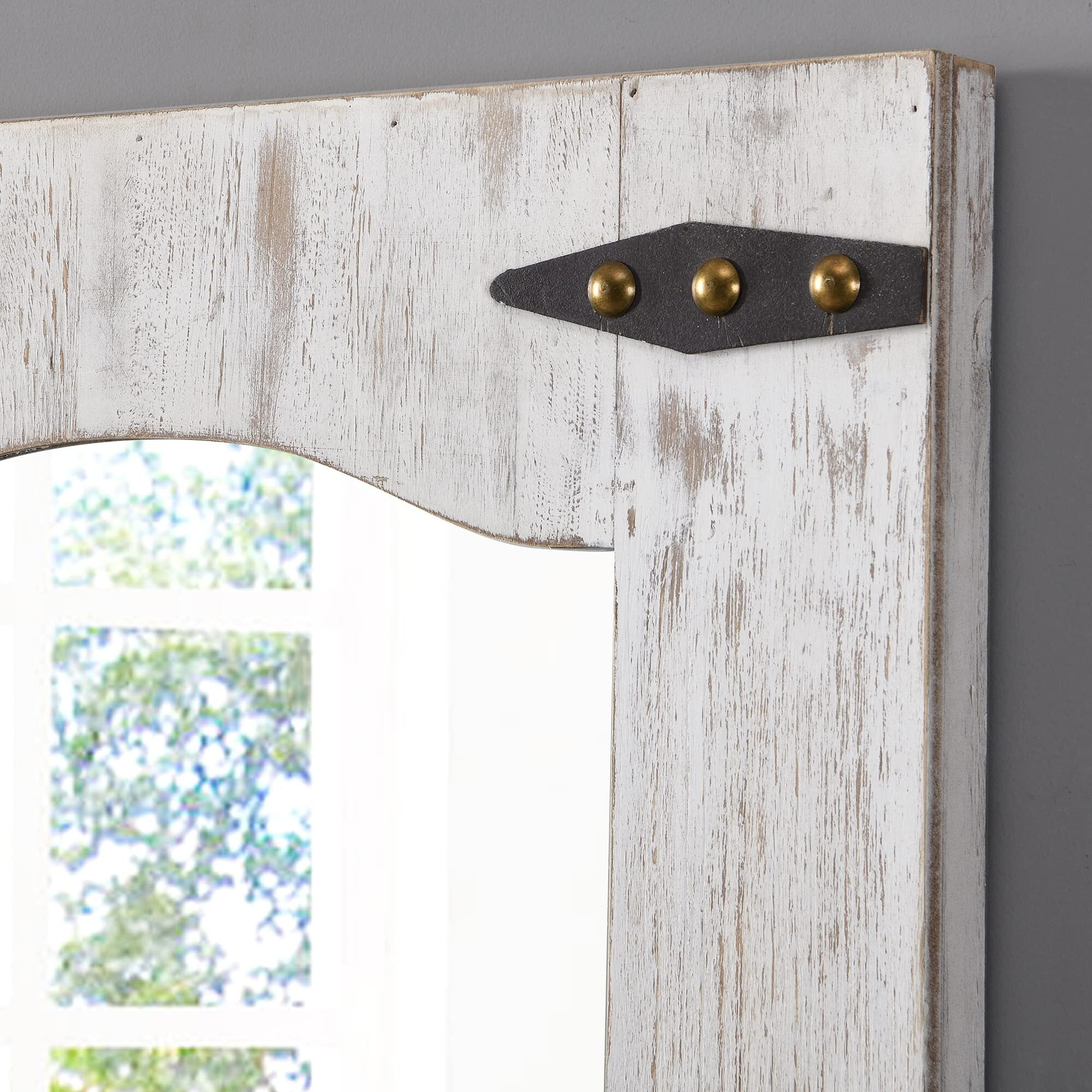 Firstime & Co. Barn Door Wall Mirror, 33.5"&quotH X 21.5"&quotW, Tan/Ivory Wood