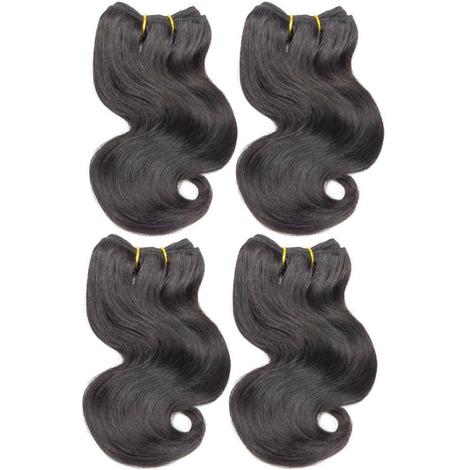 4Bundles Brazilian Body Wave Virgin Hair Extension Human Hair Bundles 8"&quotShort Virgin Brazilian Hair Weaves 50G/Pcs Human Hair Extensions Natural Color (8''X4 Body, Natural)