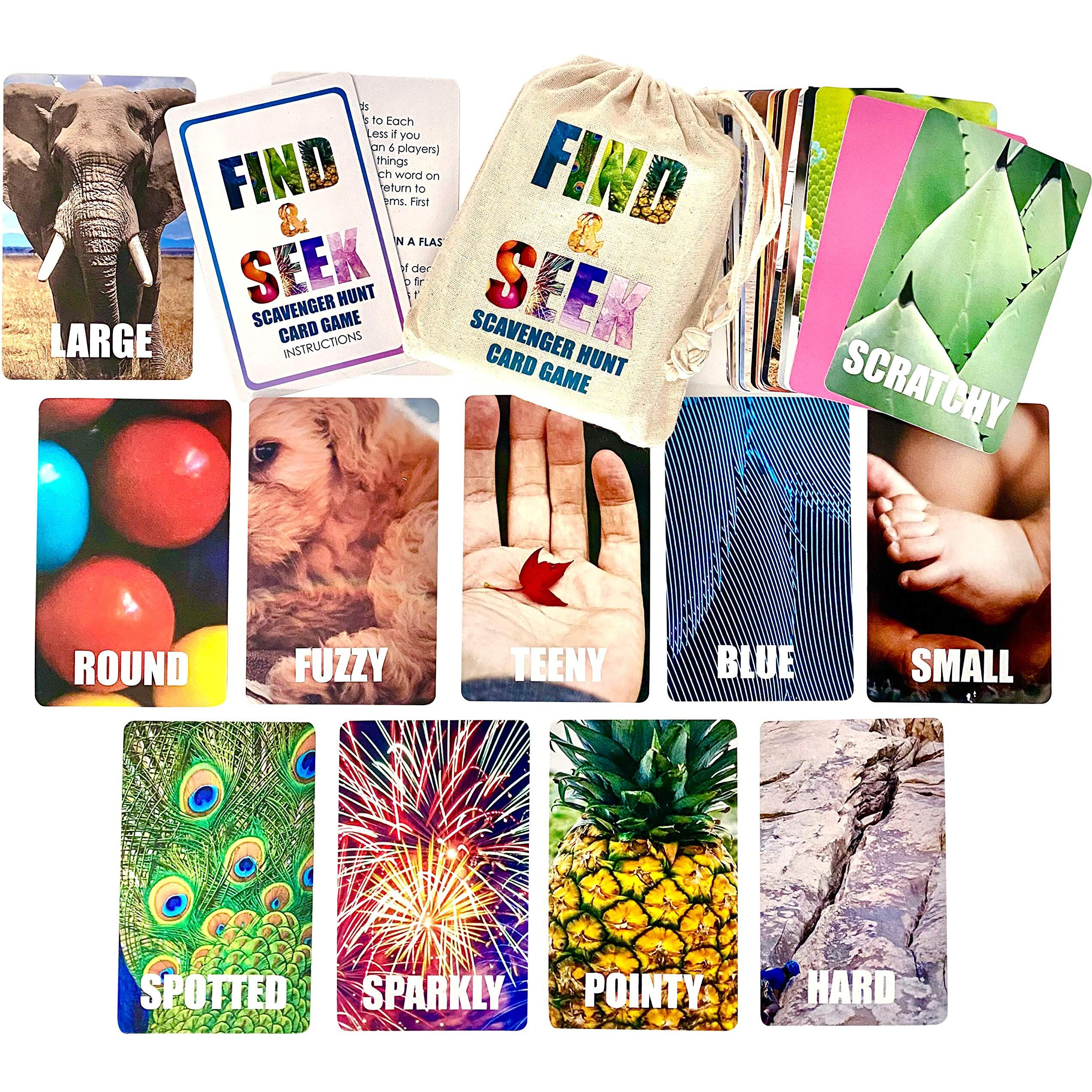 Hapinest Find And Seek Scavenger Hunt Card Game, Indoor Outdoor Activities For Kids Toddler & Family, Beach Camping Travel Car Games For Road Trips, Kids Scavenger Hunt Game Age 3 4 5 6 Years Old & Up