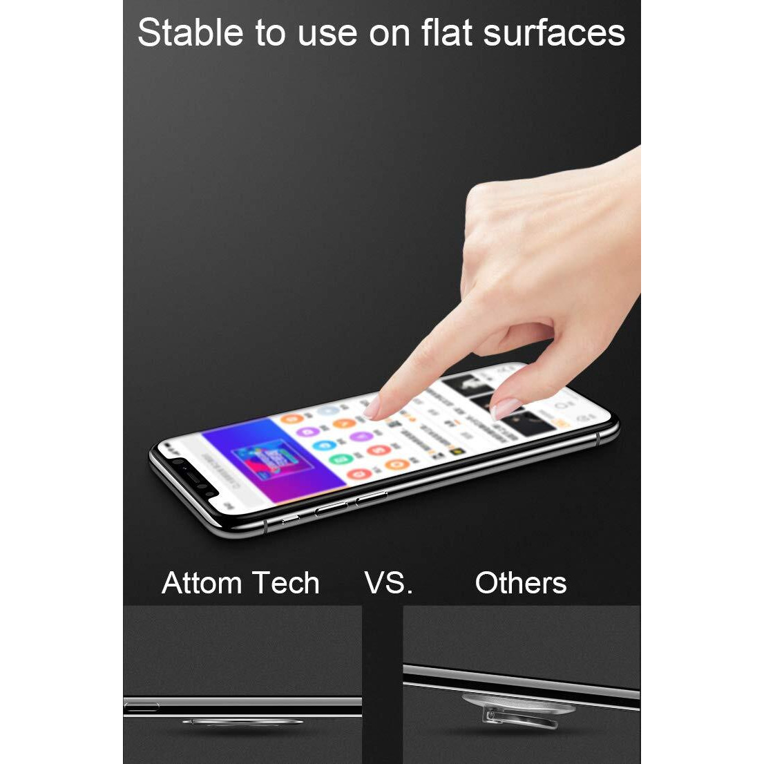 World's Slimmest Phone Ring Holder, Attom Tech Tomorotec Ultra Thin Cell Phone Ring Stand For Magnetic Car Mount Hook Compatible For Iphone Samsung Smartphone Accessories (Black)