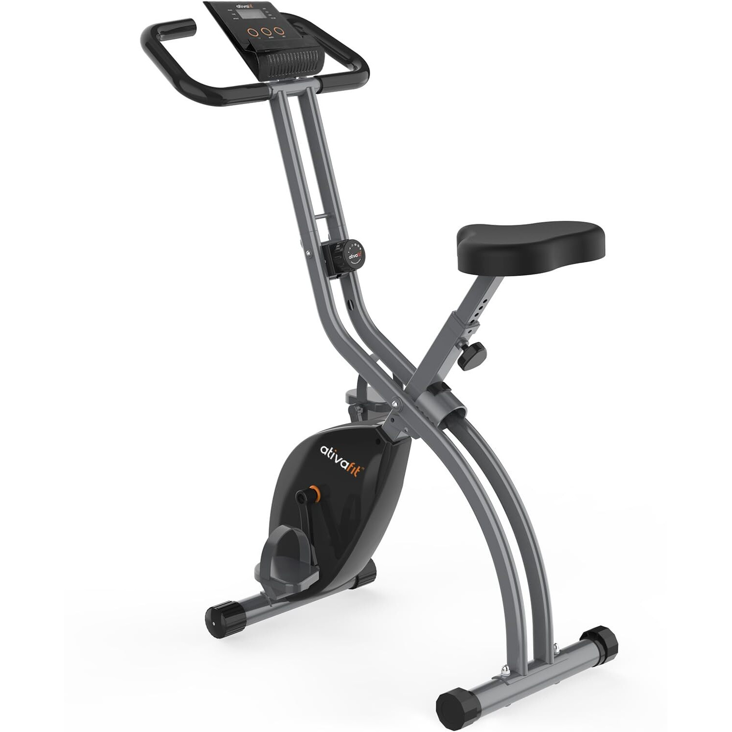 Ativafit Folding Exercise Bike Foldable Fitness Indoor Stationary Bike Magnetic 3 In 1 Upright Recumbent Exercise Bike For Home Workout (Grey)