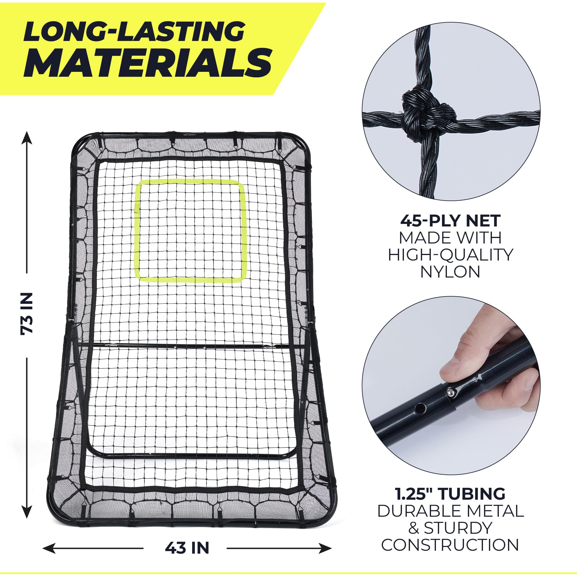 Victorem Lacrosse Rebounder For Backyard - 4X6 Inches Lacrosse Bounce Back Net, Volleyball, Pitch Back Baseball, Ball Rebounder, Lacrosse Net, Bounce Back Net For Volleyball, Tennis, Softball