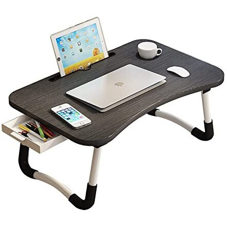 Lap Desk With Storage Drawer, Cup And Phone Holder, Laptop Bed Tray Table, 23.6"" Foldable Laptop Desk, Laptop Stand For Working, Writing, Gaming And Drawing
