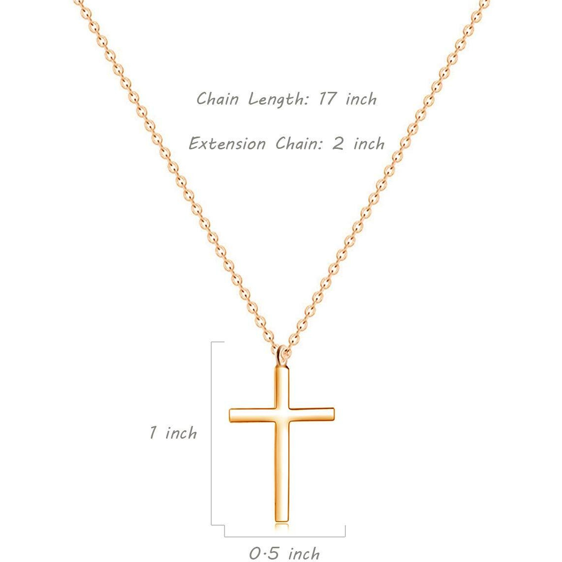Ovian Cross Pendant Necklace For Men Rose Gold Plated Stainless Steel Cross Necklace Simple Solid Cross Necklace Christians Jewelry For Women