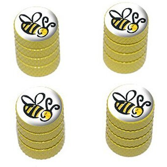 Graphics & More Bumble Bee - Tire Rim Wheel Valve Stem Caps - Yellow
