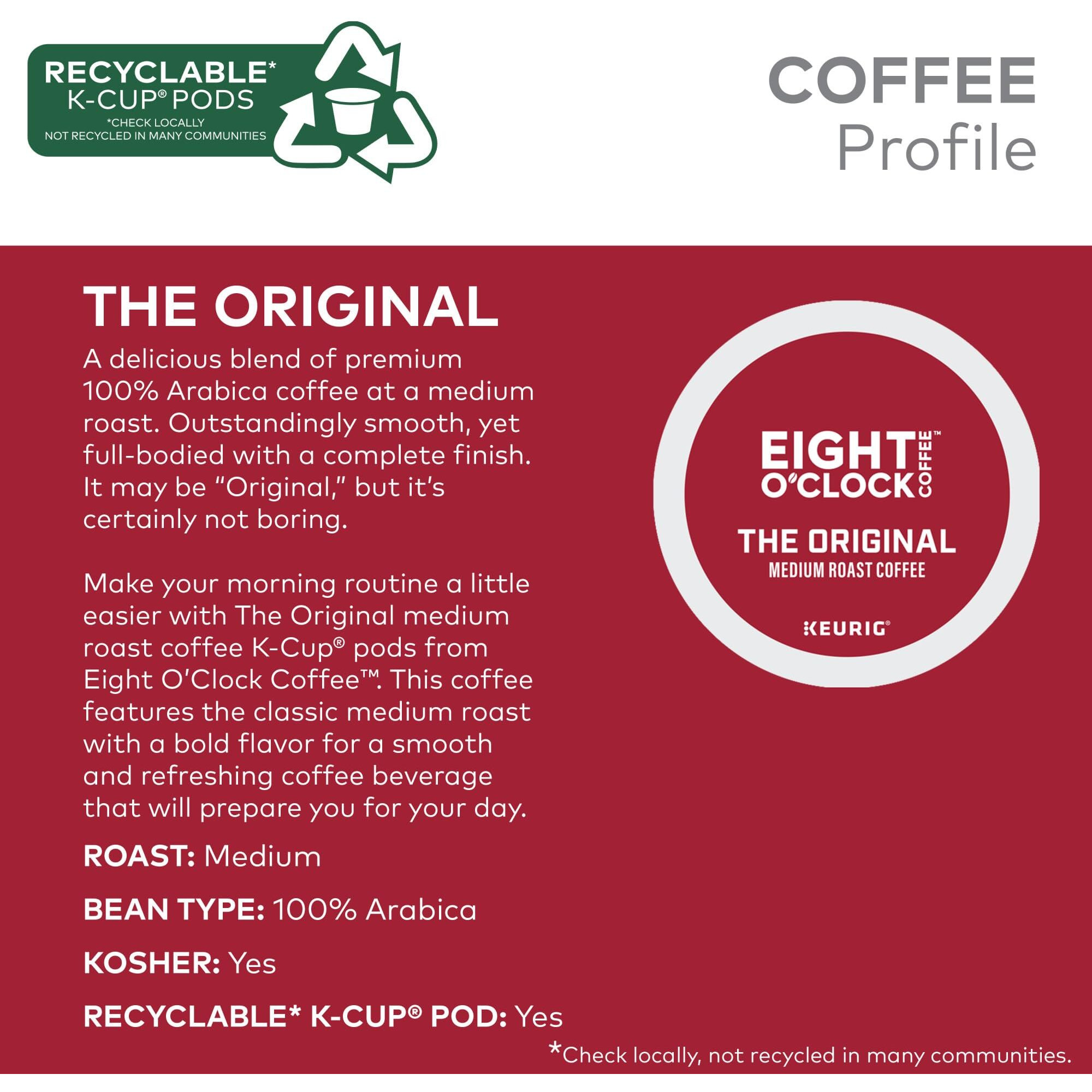 Eight O'Clock Coffee The Original Keurig Single-Serve K-Cup Pods, Medium Roast Coffee, 96 Count (4 Packs Of 24)