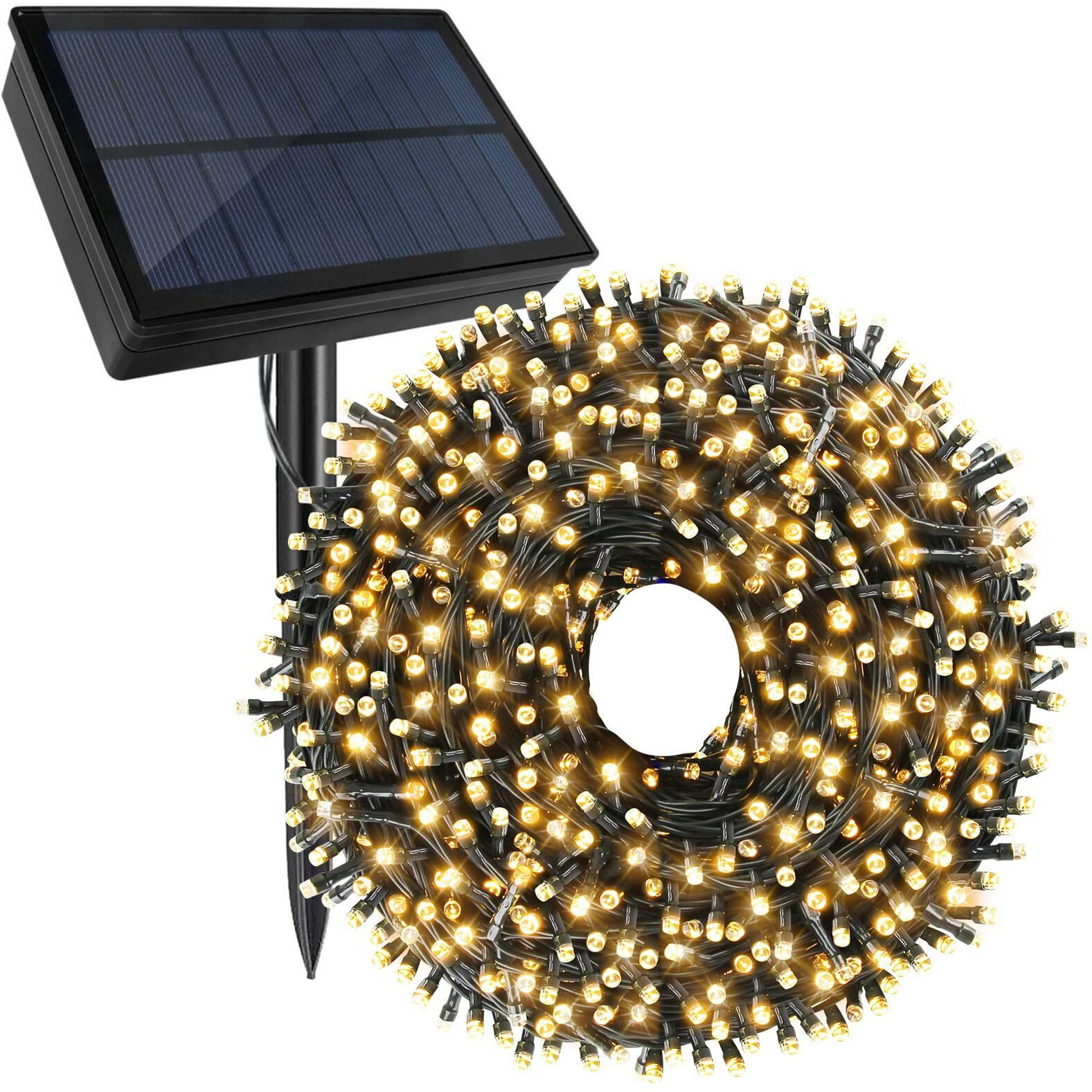 Tcamp 164Ft 500 Led Solar Christmas Lights Outdoor Waterproof With Remote Timer, 8 Modes Solar Powered Fairy String Lights For Christmas Tree Wedding Party Holiday Outdoor Indoor Decor (Warm White)