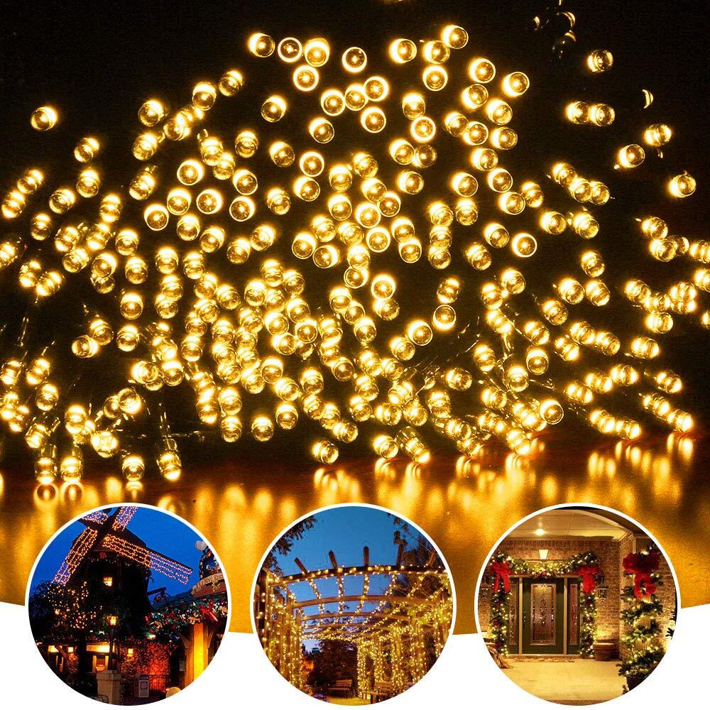 Tcamp 164Ft 500 Led Solar Christmas Lights Outdoor Waterproof With Remote Timer, 8 Modes Solar Powered Fairy String Lights For Christmas Tree Wedding Party Holiday Outdoor Indoor Decor (Warm White)