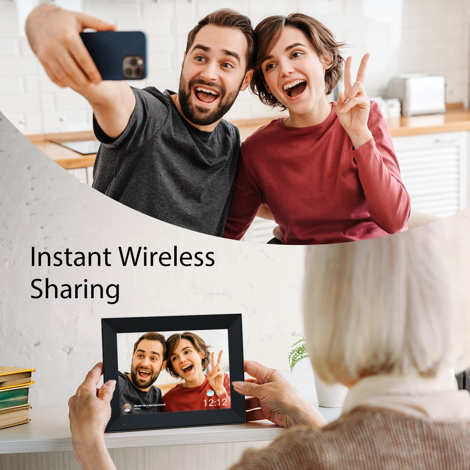Digital Photo Frame 10.1 Inch Wifi Digital Picture Frame Ips Hd Touch Screen Smart Cloud Photo Frame With 32Gb Storage, Auto-Rotate, Easy Setup To Share Photos Or Videos Remotely Via Aimor App (Black)