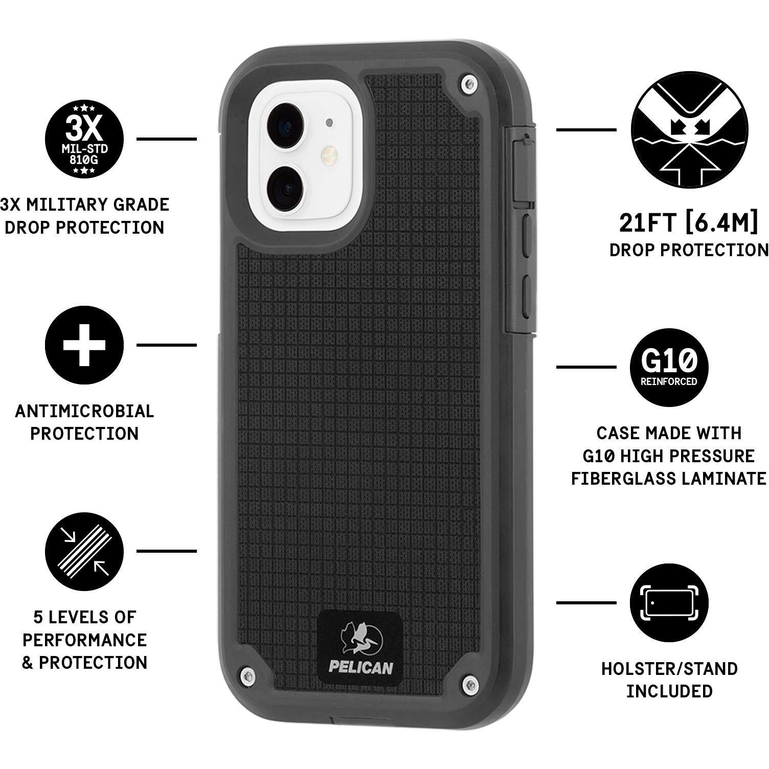 Pelican - Shield Series - G10 Case For Iphone 12 Mini (5G) - 21 Ft Drop Protection - 5.4 Inch - Gray