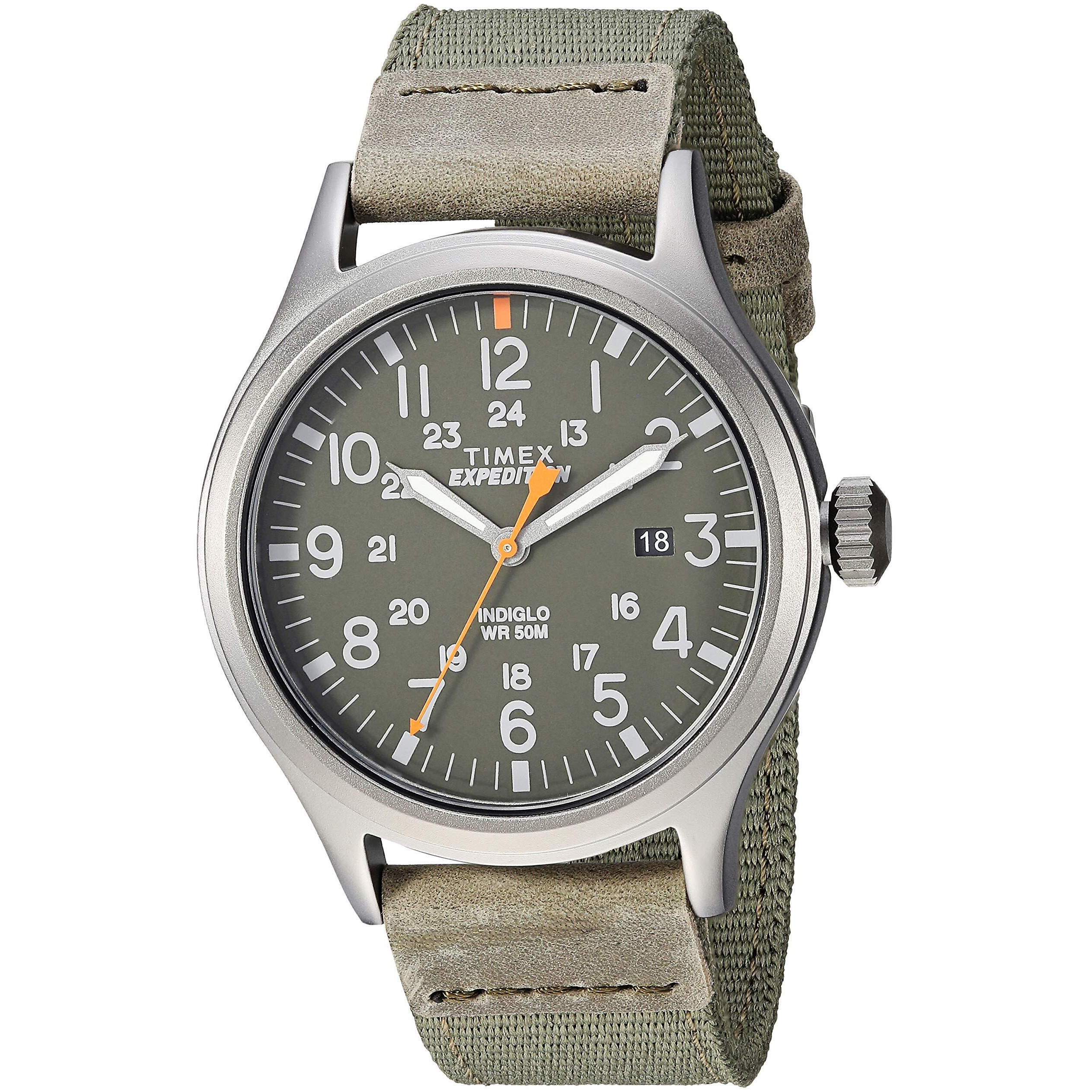 Timex Men's Expedition Scout 40Mm Watch - Gray Case Green Dial With Green Fabric Strap