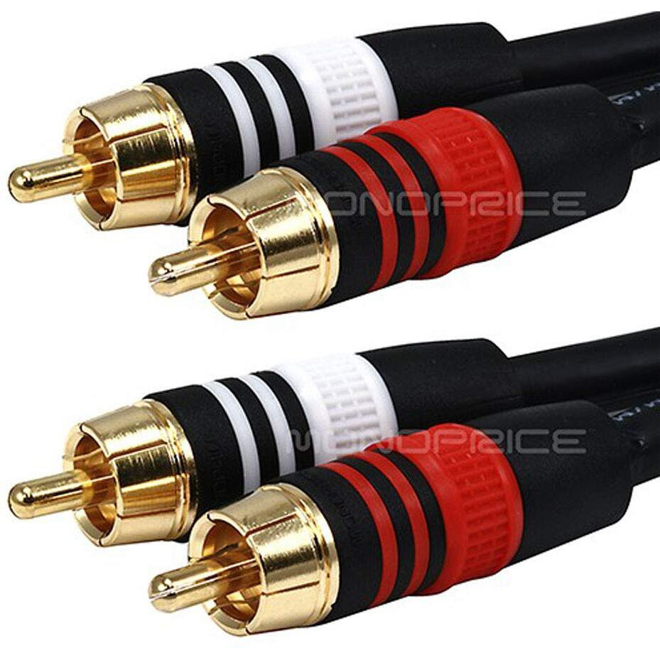 Monoprice Premium Two-Channel Audio Cable - 3 Feet - Black | 2 Rca Plug To 2 Rca Plug 22Awg, Male To Male