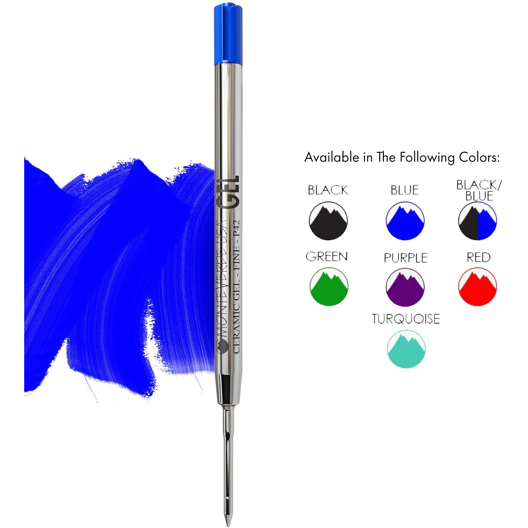 Monteverde Capless Gel Ballpoint Refill To Fit Parker Ballpoint Pens, Fine Point, Blue, 2 Per Pack (P422Bu)