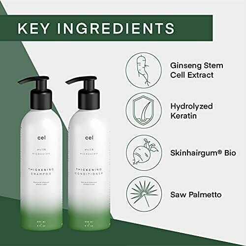 Cel Microstem Natural Hair Thickening Shampoo & Conditioner Set (2 X 8 Fl Oz) - Stem Cell Extract Anti Thinning Hair Loss Shampoo - Biotin Shampoo - Sulfate & Paraben Free - Suitable For Men & Women