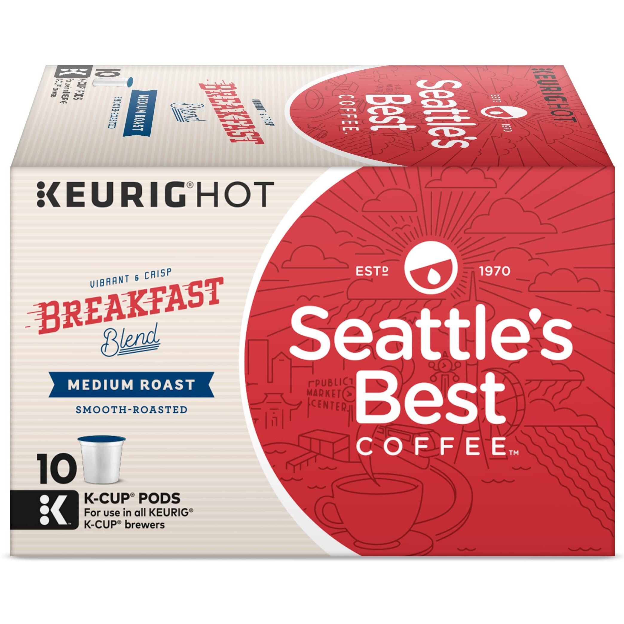 Seattles Best Coffee K-Cup Pods, Breakfast Blend, Medium Roast Coffee, Smooth-Roasted K-Cups For Keurig K-Cup Brewers, 10 Ct K-Cups/Box (Pack Of 3 Boxes)