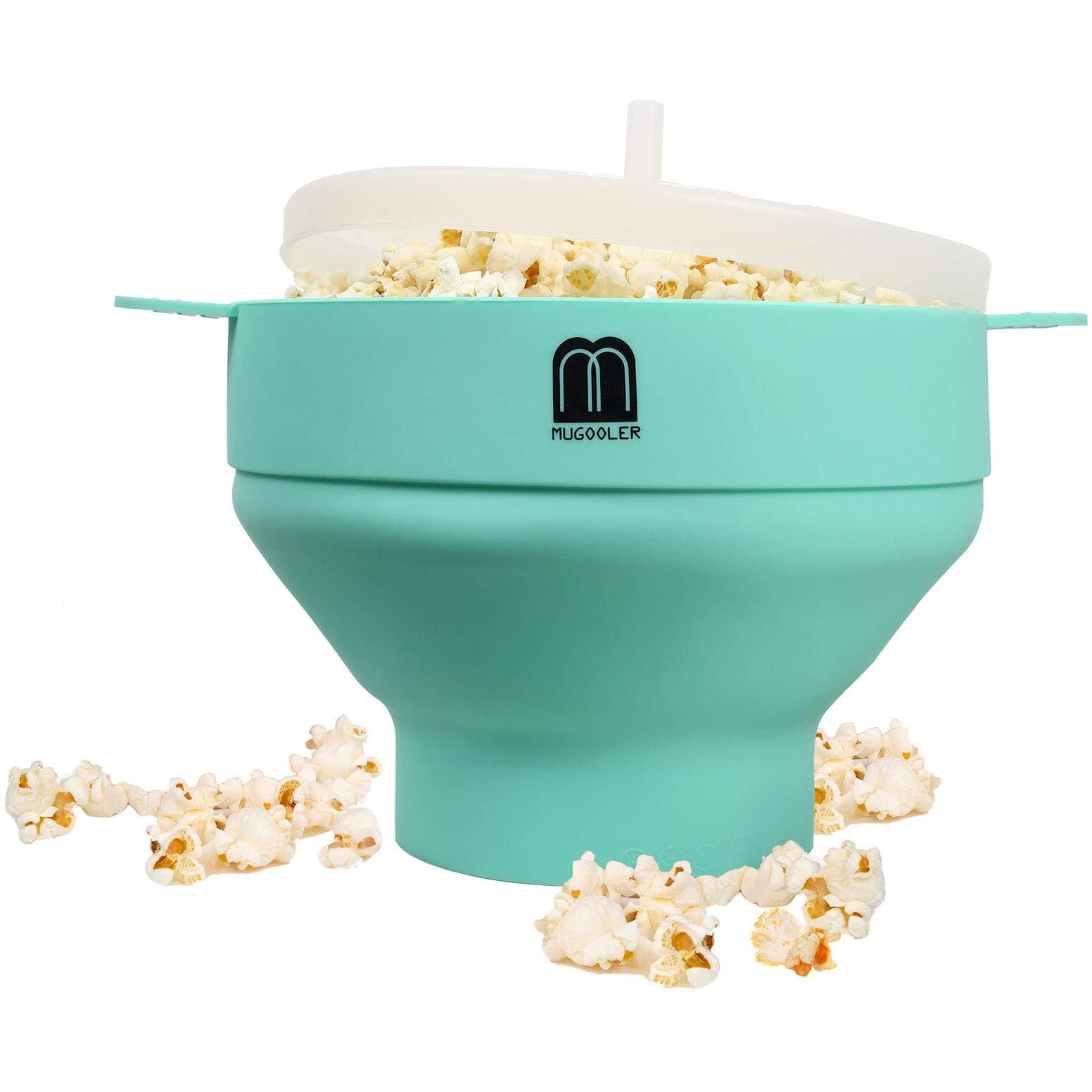 Mmugooler Original Microwave Popcorn Popper Silicone Popcorn Maker, Collapsible Bowl With Lid, Without Bpa And Dishwasher Safe, Quick & Easy(Blue)