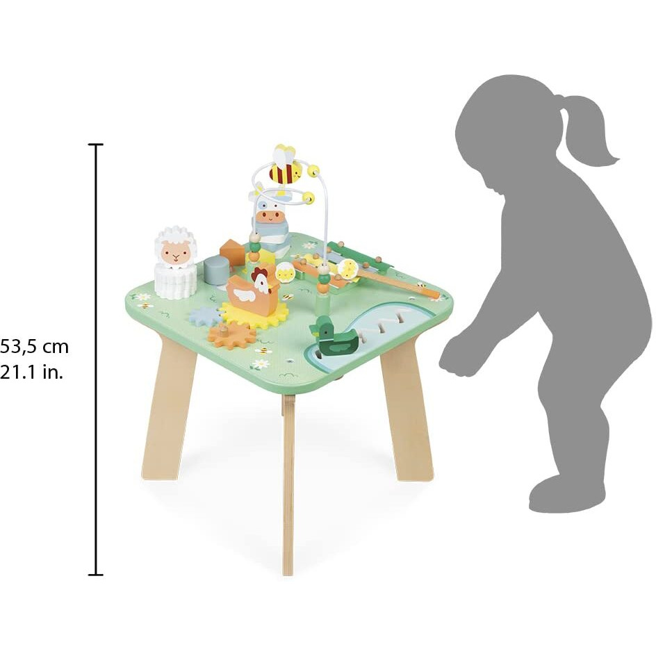Janod Wooden Pretty Meadow Activity Table - 21.1"" Tall - Ages 12 Months+ - J05327