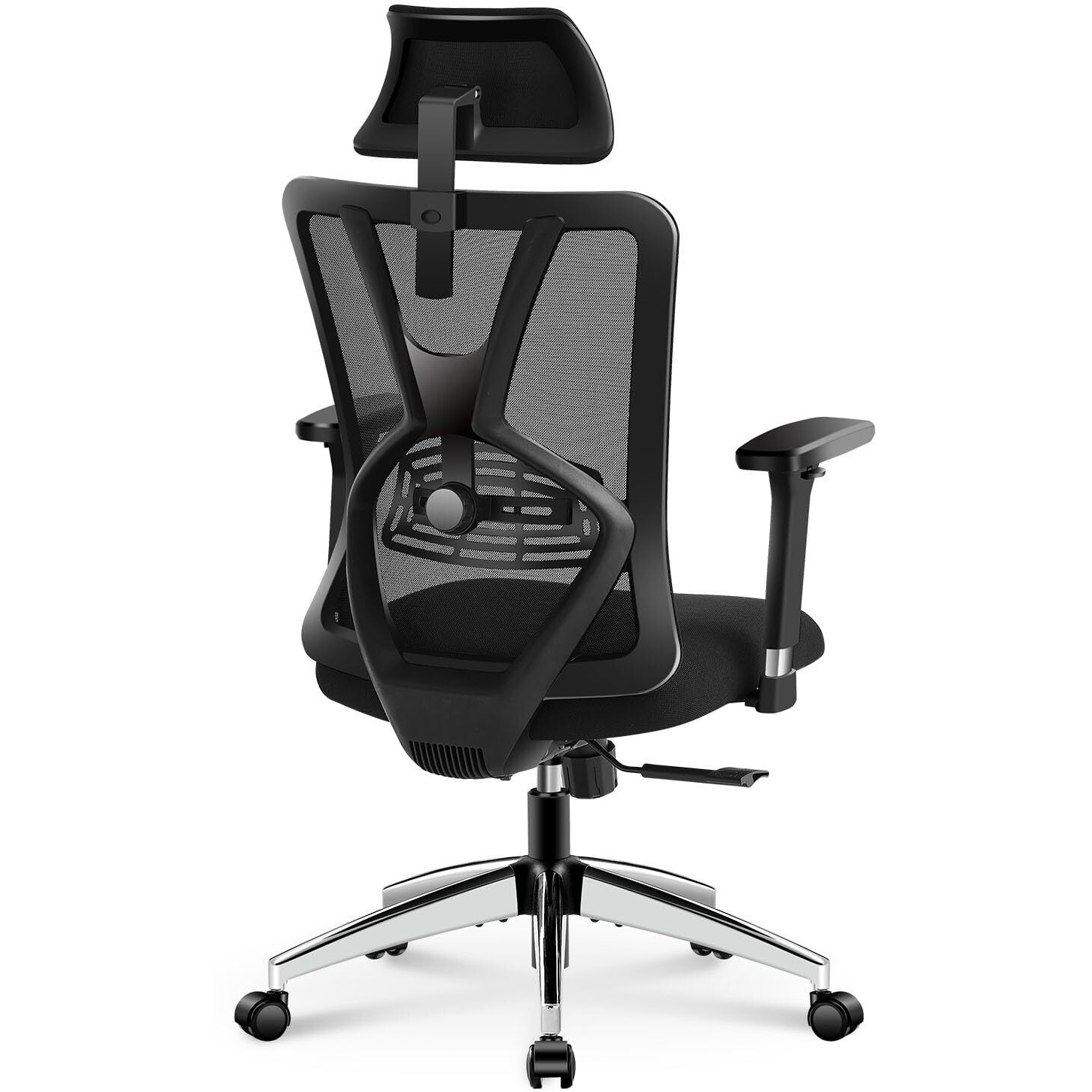 Ticova Ergonomic Office Chair - High Back Desk Chair With Adjustable Lumbar Support & 3D Metal Armrest - 130Reclining & Rocking Mesh Computer Chair With Thick Seat Cushion & Rotatable Headrest