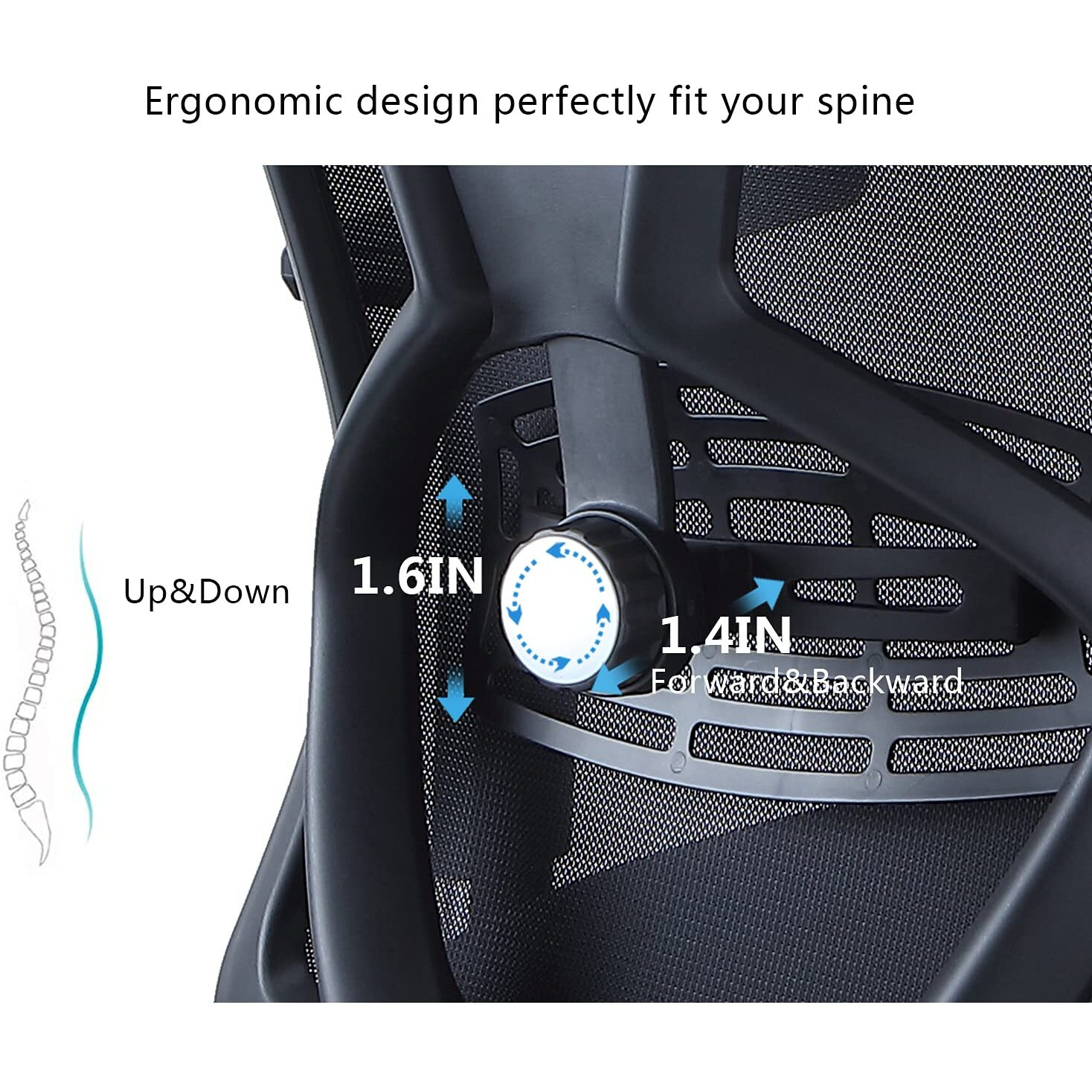 Ticova Ergonomic Office Chair - High Back Desk Chair With Adjustable Lumbar Support & 3D Metal Armrest - 130Reclining & Rocking Mesh Computer Chair With Thick Seat Cushion & Rotatable Headrest