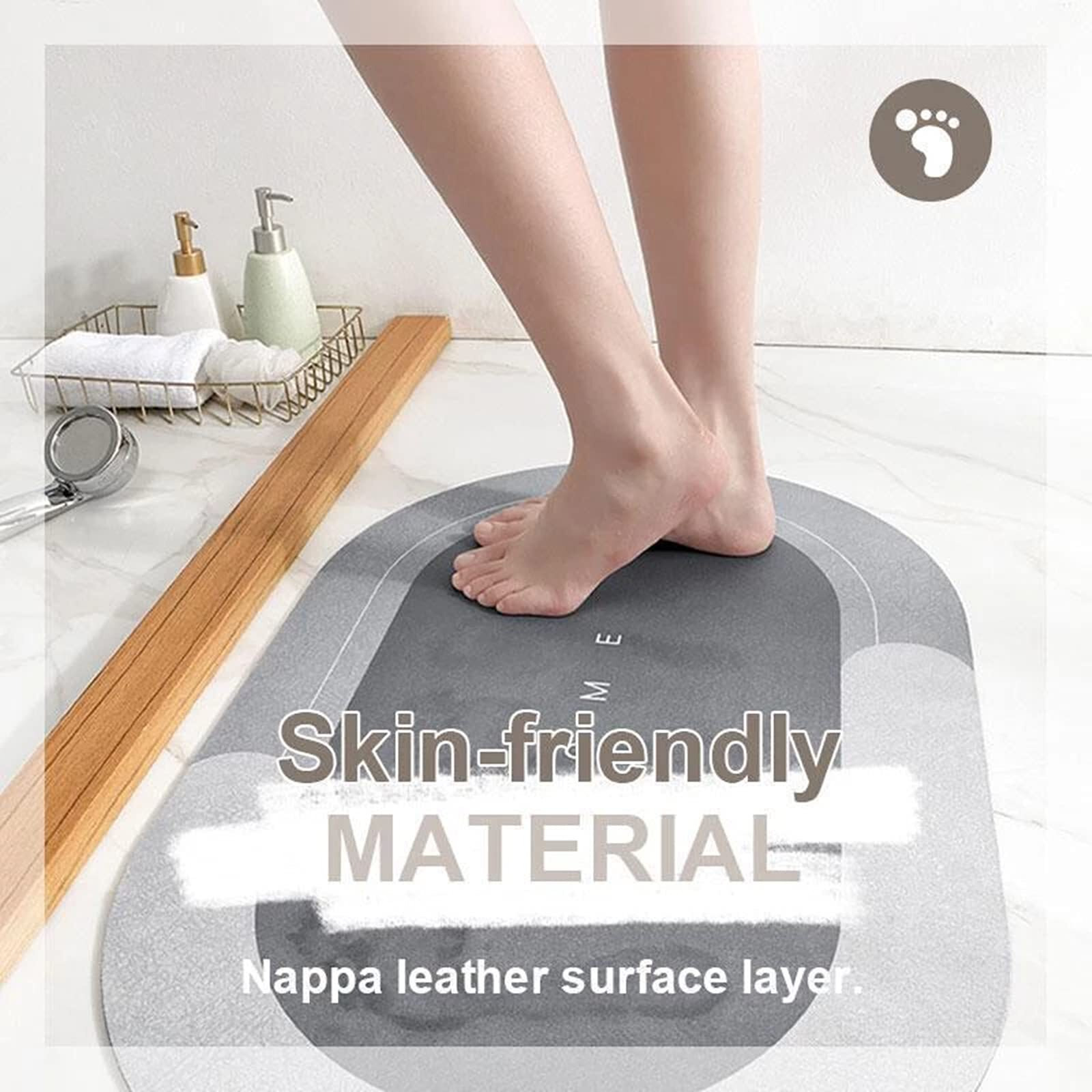 Super Absorbent Bath Mat, Quick-Drying Bathroom Mats, Super Absorbent Living Room Floor Mat , Rubber Non-Slip Bottom, Easy To Clean Bathroom Rug, Simple Kitchen Doormat (Rectangle Light Gray, 50X80Cm)