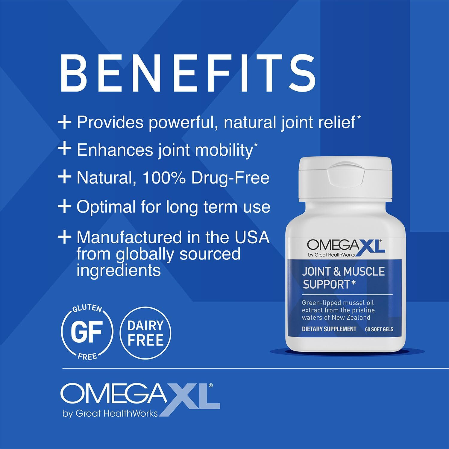 Omegaxl Joint Support Supplement - 60 Softgels & Vitaminxl D3 High Potency Daily Vitamin D 5000 Iu 125Mcg Immune Support Supplement (30 Softgels) - 2 Pack