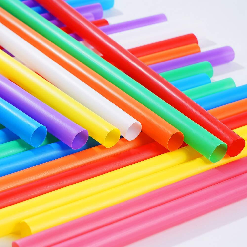 200 Pcs Jumbo Smoothie Straws, Colorful Disposable Plastic Large Wide-Mouthed Milkshake Straw (0.43"" Diameter And 8.2"" Long)