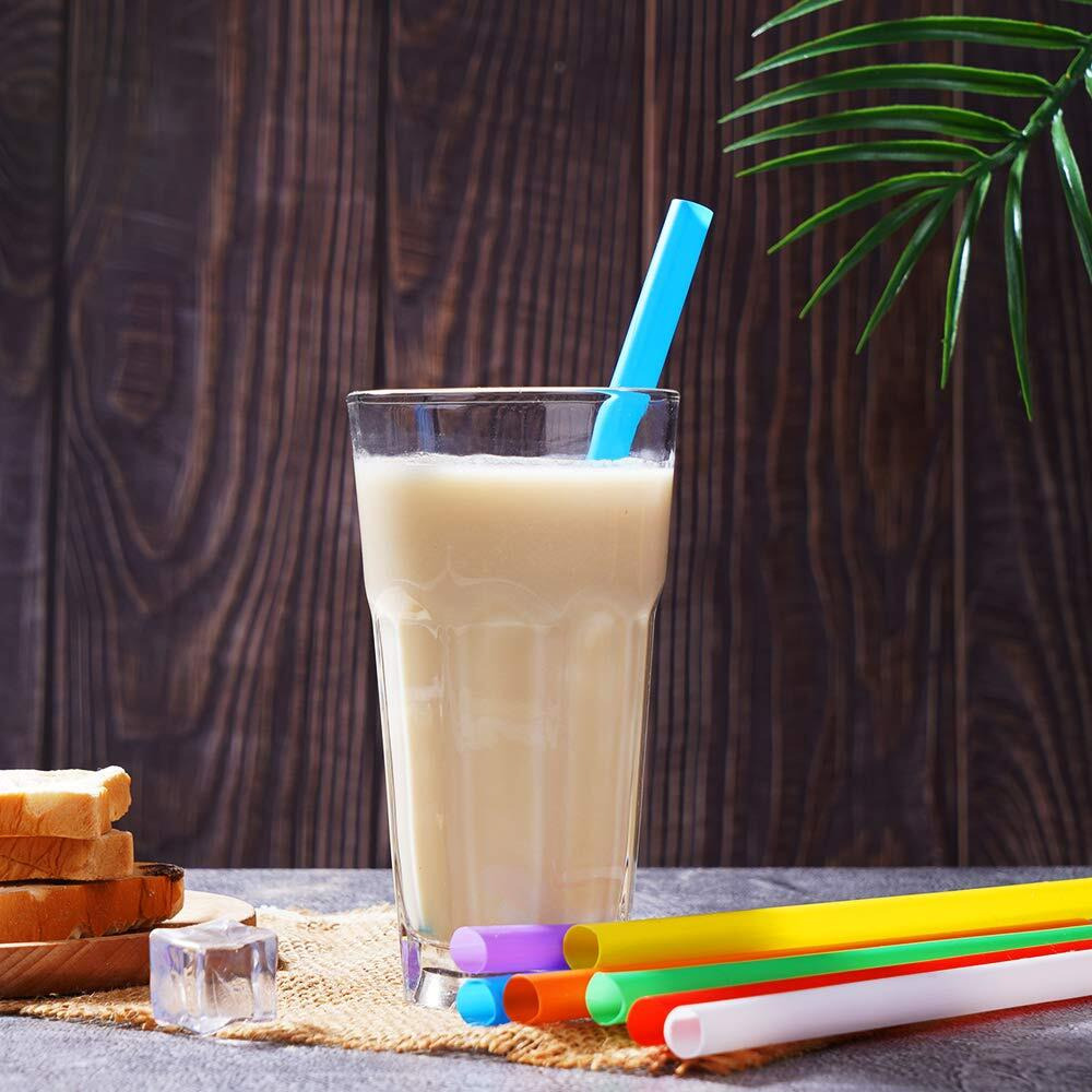200 Pcs Jumbo Smoothie Straws, Colorful Disposable Plastic Large Wide-Mouthed Milkshake Straw (0.43"" Diameter And 8.2"" Long)