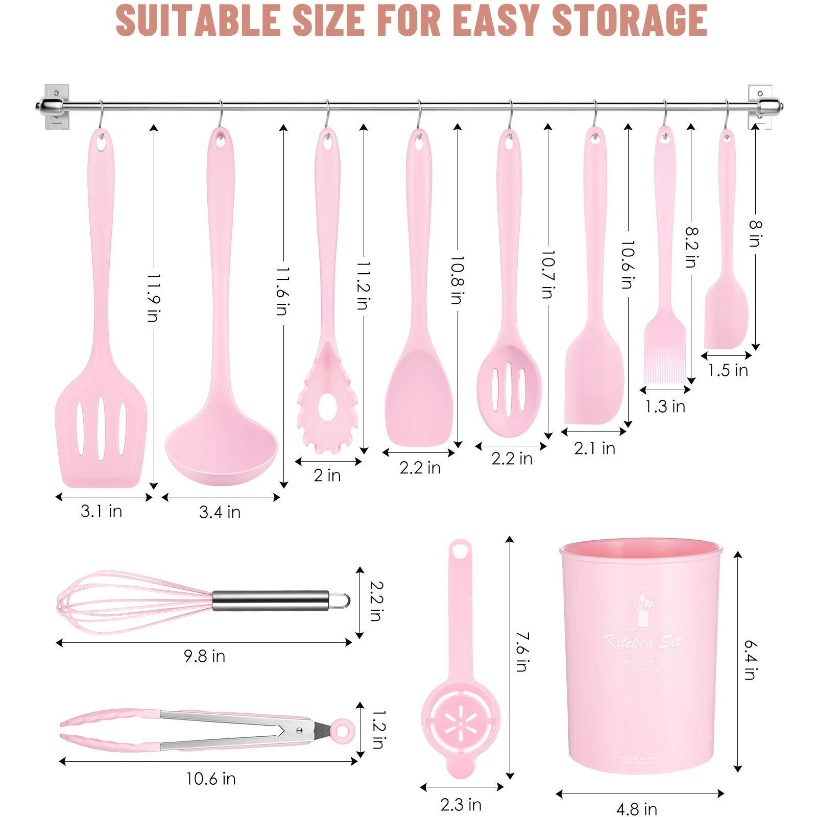Kitchen Utensils Set-12 Pieces Silicone Cooking Utensils Set (Dishwasher Safe) 392F Heat Resistant Spatula Set, Nonstick Cookware