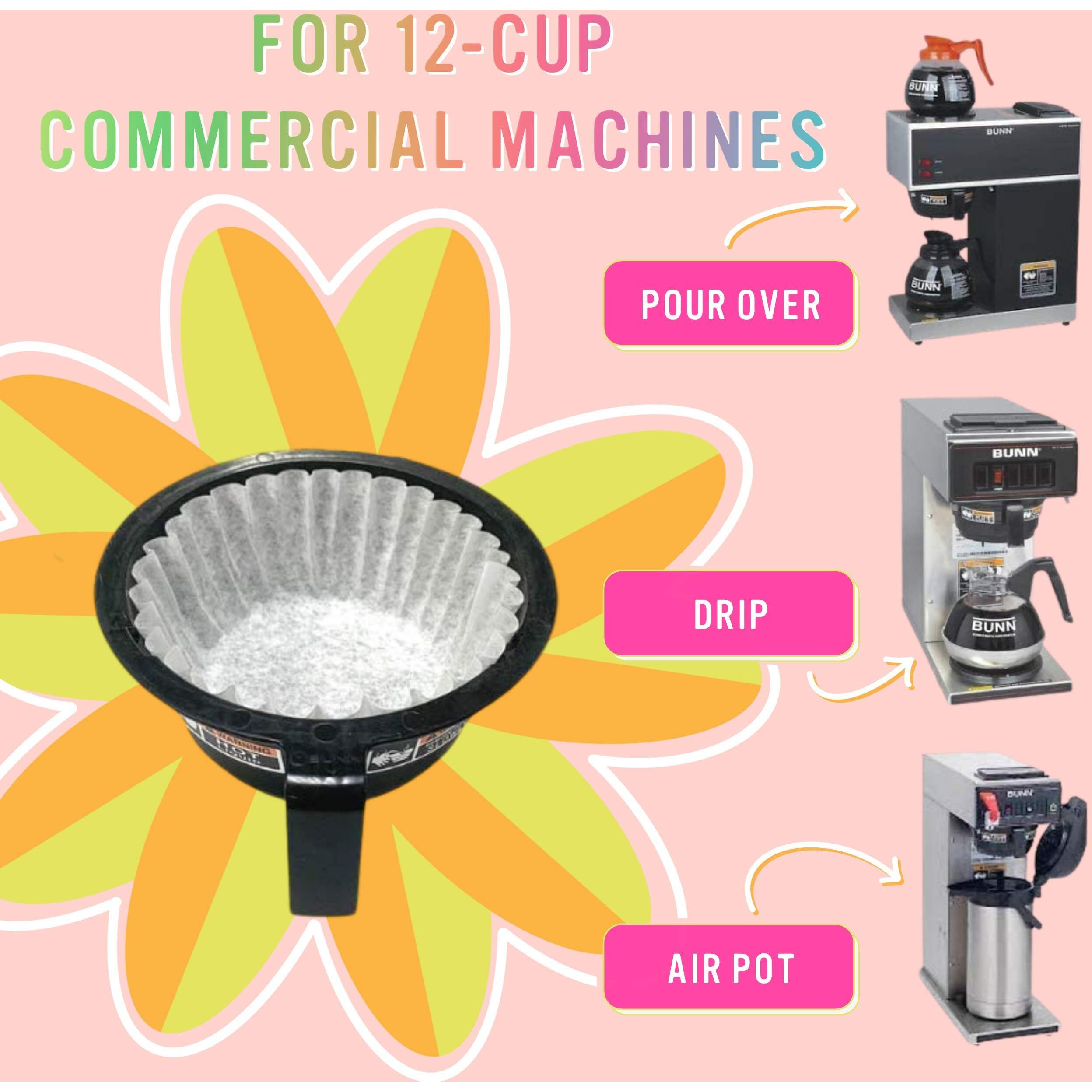 Drink Katys Large Coffee Filters - 12 Cup Commercial Coffee Filters For Bunn Machines - Premium Paper, Bigger & Tall Walls, No More Messy Ground Overflow - Woman Owned (500 Count / 1 Year+ Supply)