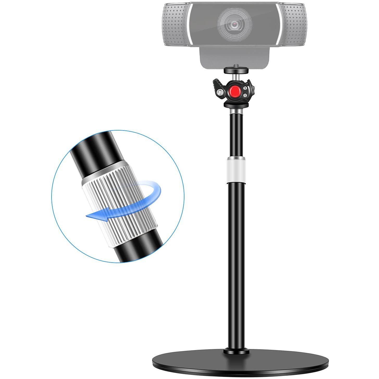 Nycetek Webcam Tripod Stand For Desk Webcam Stand For Logitech Brio | C920 | C922 - Height & Angle Adjustable Desktop Tripod For Light & 1/4"" Thread For Live Streaming | Video Calling