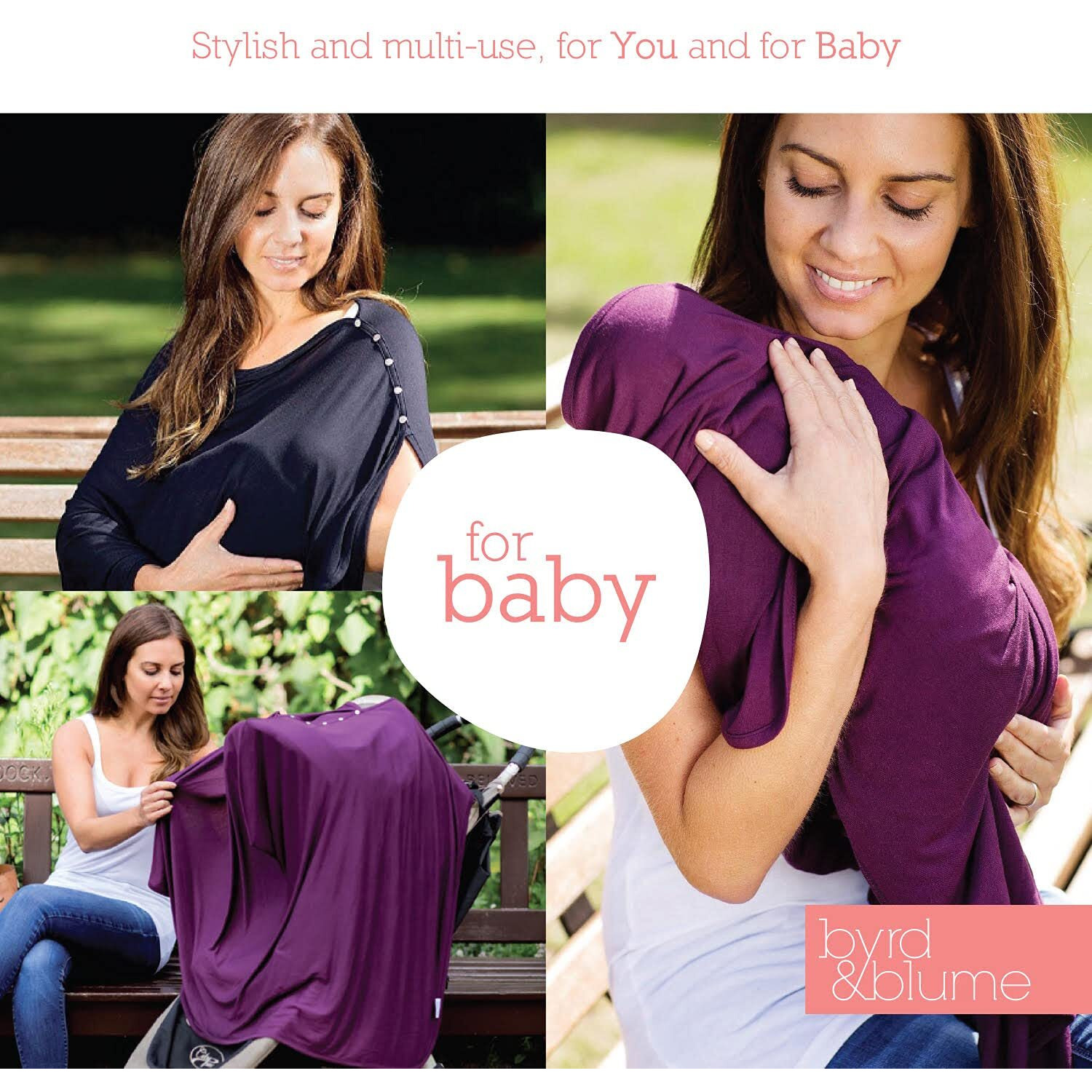 Byrd & Blume Maternity Nursing Cover Breathable Lightweight Breastfeeding Cover Wrap Shawl Scarf Poncho Full 360 (Navy, One Size)