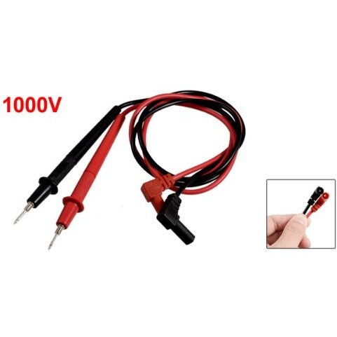 Uxcell 1000V Banana Connector Detachable Threaded Tip Multimeter Probe Test Lead Without Cover Black Red Pair