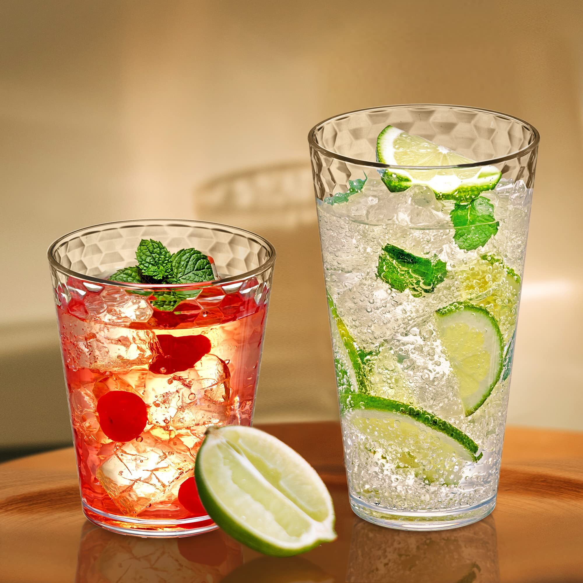 Amazing Abby - Snowflake - 24-Ounce Plastic Tumblers (Set Of 8), Plastic Drinking Glasses, All-Clear Reusable Plastic Cups, Stackable, Bpa-Free, Shatter-Proof, Dishwasher-Safe