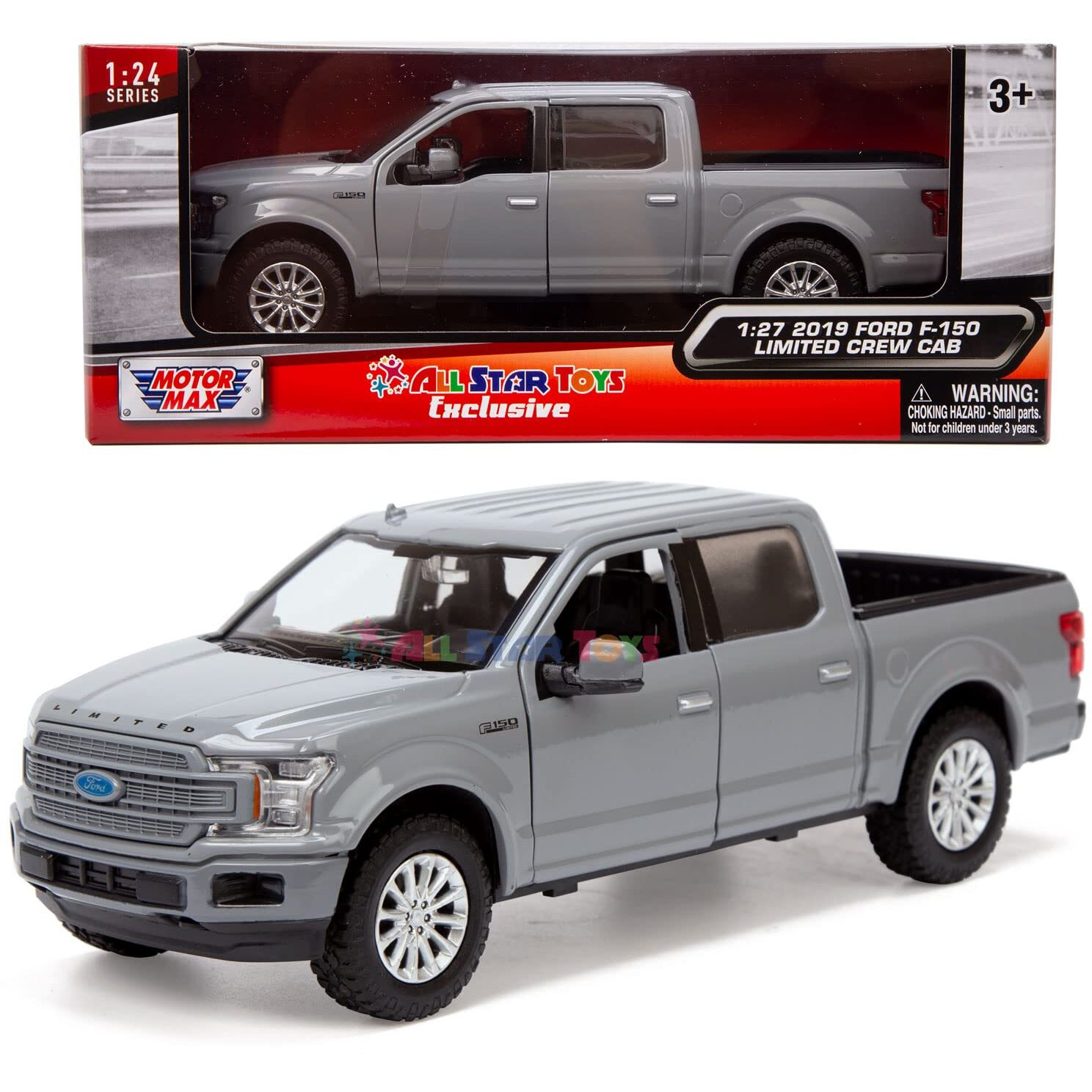 Motormax All Star Toys Exclusive 2019 Ford F-150 Limited Crew Cab Pickup Truck Abyss Gray 1/24 Diecast Model Car 79364 Grey