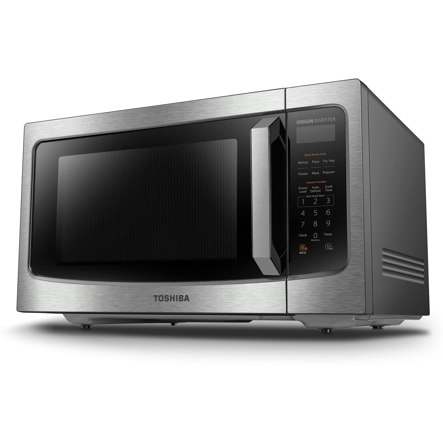 Toshiba Ml-Em45Pit(Ss) Countertop Microwave Oven With Inverter Technology, Kitchen Essentials, Smart Sensor, Auto Defrost, 1.6 Cu.Ft, 13.6"" Removable Turntable, 33Lb.&1250W, Stainless Steel
