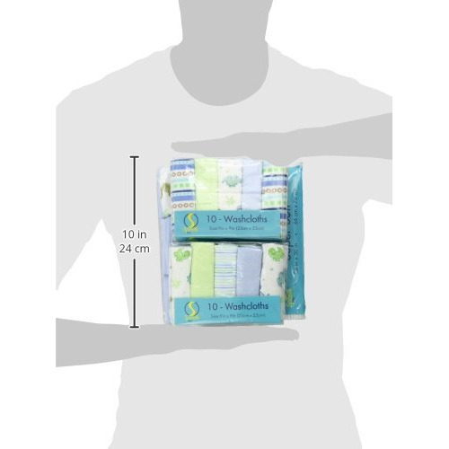 Spasilk Bath Hooded Towels & Washcloths Set For Babies, 23-Piece Gift Set, Blue