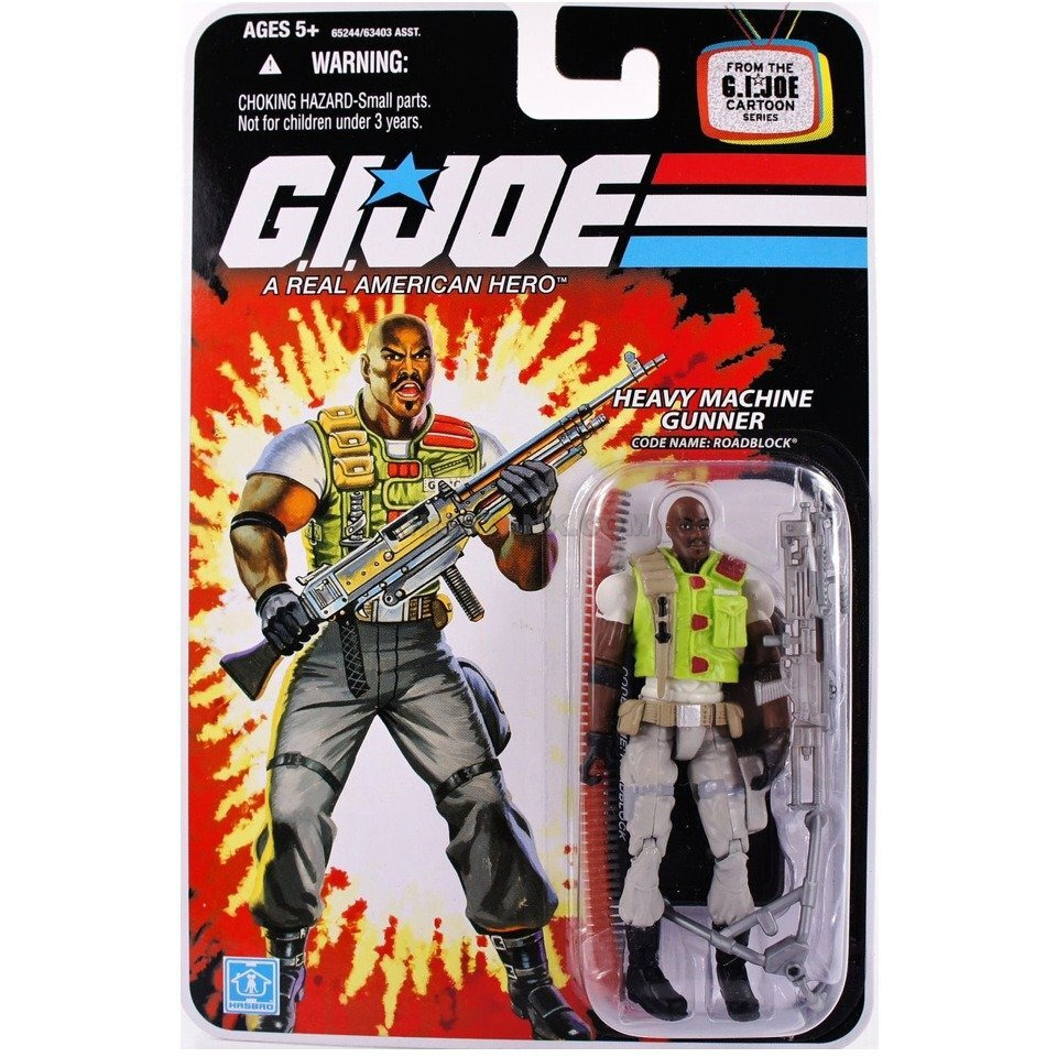 G.I. Joe - 2007 - Hasbro - Heavy Machine Gunner - Code Name Roadblock Action Figure - W/ Base & Accessories - From The G.I. Joe Cartoon Series - New - Limited Edition - Collectible