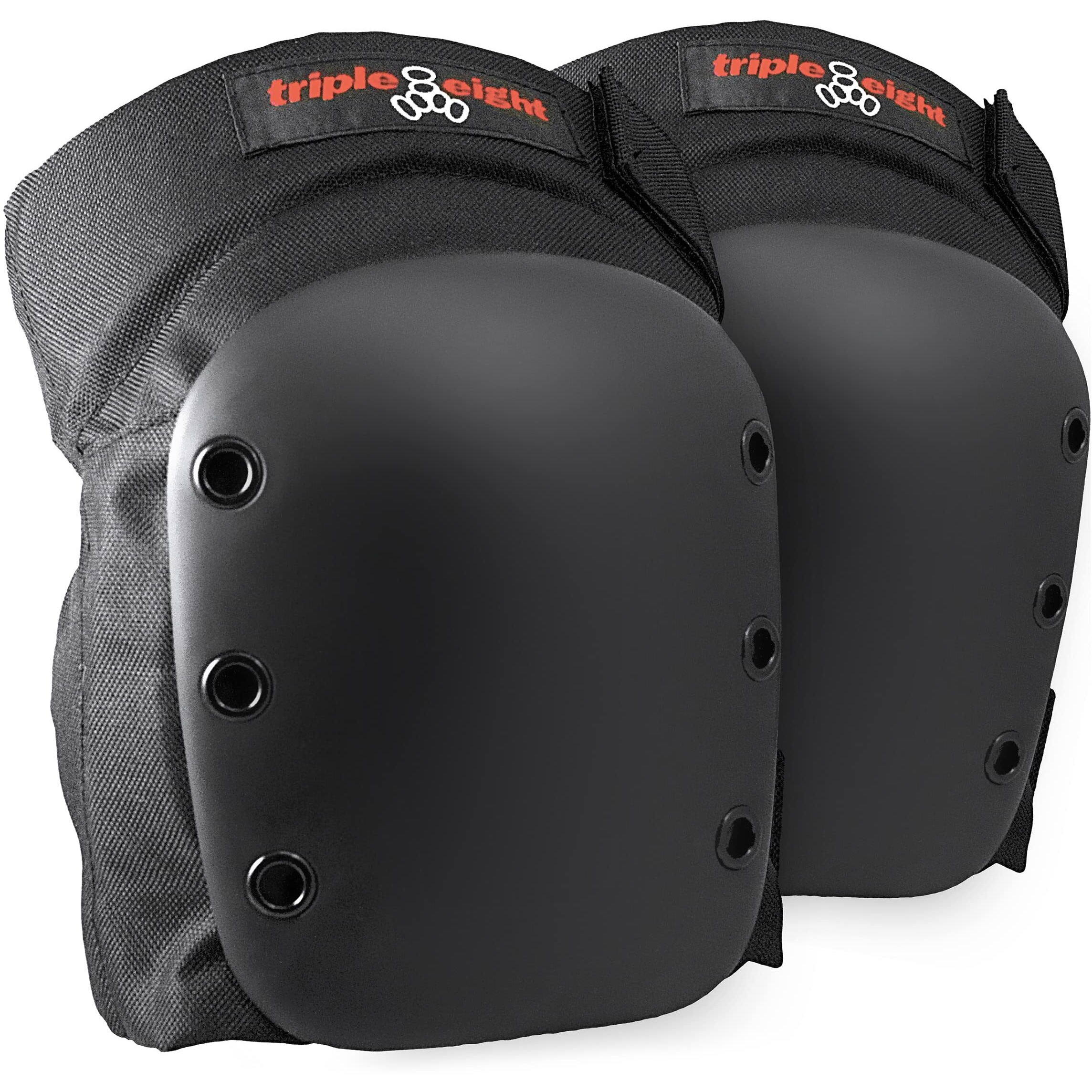 Triple Eight Street Knee Pads For Skateboarding Adjustable Straps (1 Pair), Black, Large