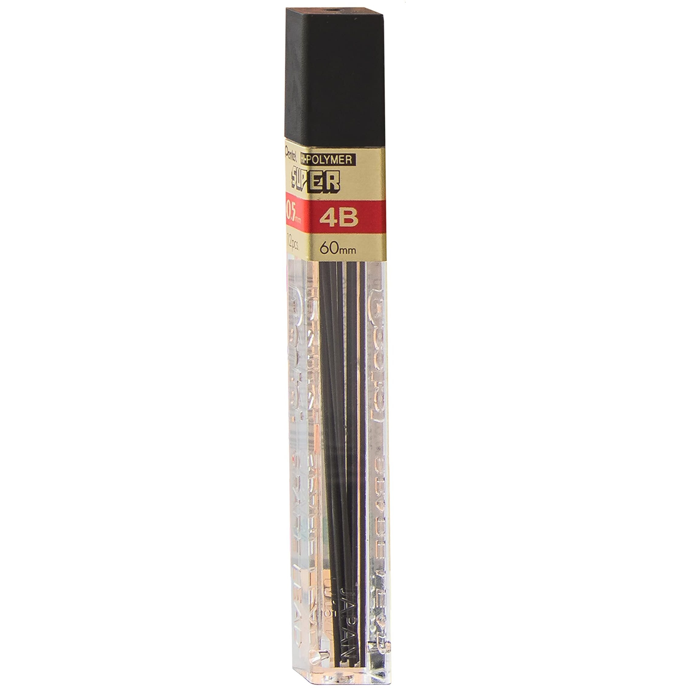 Pentel Super Hi-Polymer Lead Refill, 0.5Mm, Fine, 4B, 144 Pieces Of Lead (C505-4B),Gray