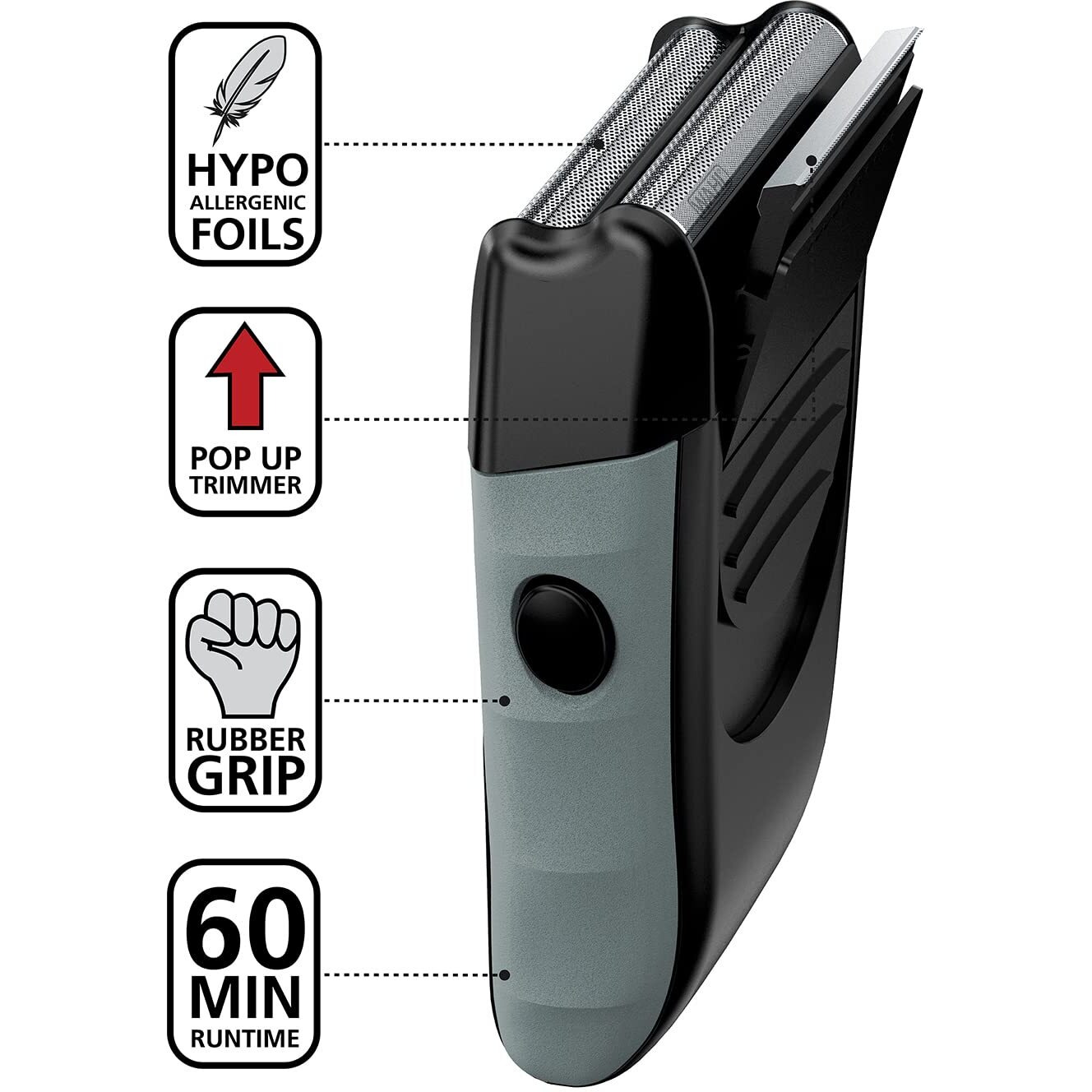 Wahl Bump-Free Rechargeable Foil Shaver With Hypoallergenic Titanium Cutters For Close, Smooth Shaving - Model 7339-300
