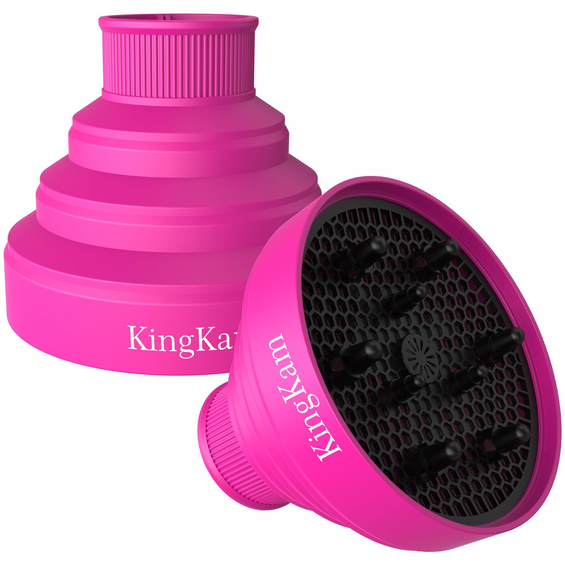 Collapsible Silicone Hair Dryer Diffuser - Travel And Easy Storage - Fit Nozzle Diameter D-1.575Inch To 1.968 Inch (4-5Cm) Kingkam-Pink