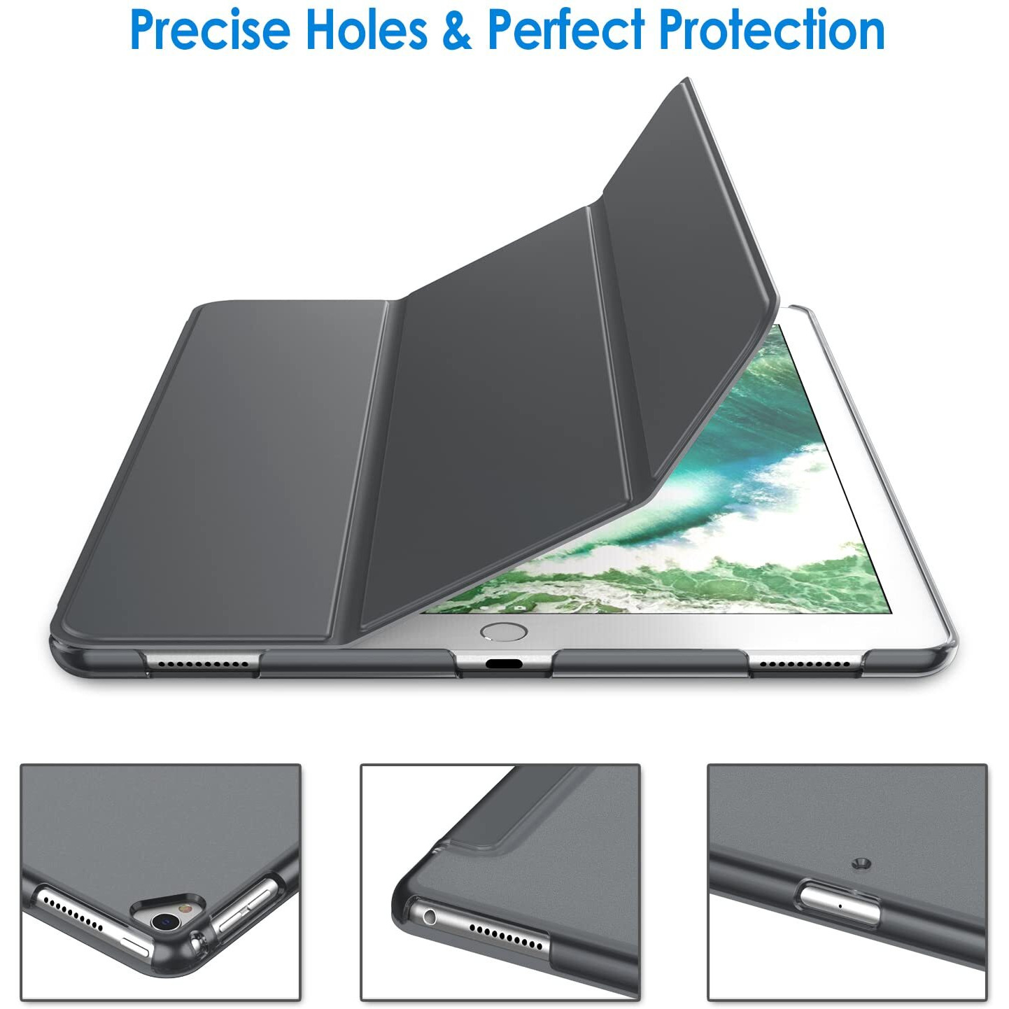 Jetech Case For Ipad Pro 12.9 Inch (1St And 2Nd Generation, 2015 And 2017 Model), Auto Wake/Sleep (Dark Grey)