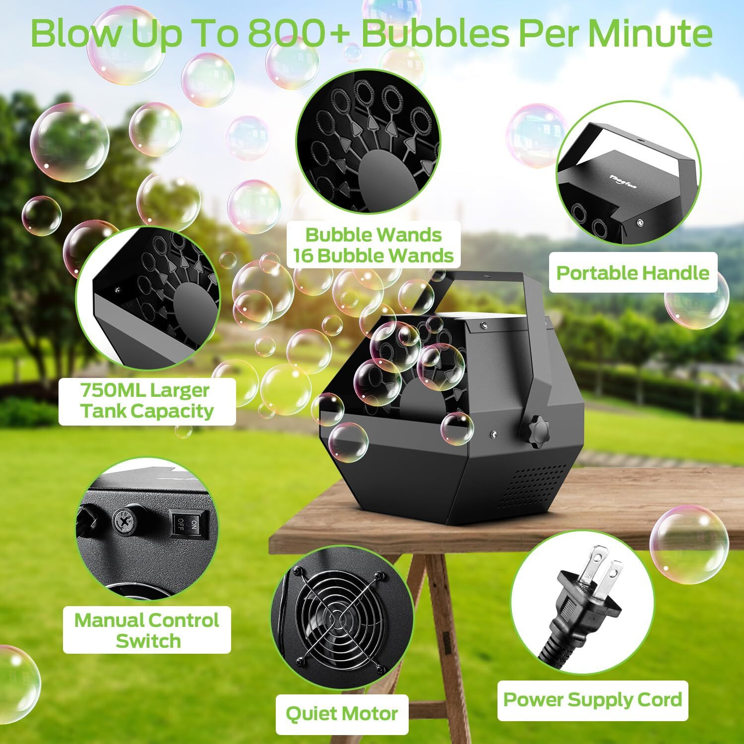 Theefun Bubble Machine Remote Control 750Ml Metal Bubble Blower Machine With High Output, Plug-In Automatic Bubble Maker Bubble Toys For Parties Wedding Birthday Indoor Outdoor Use With Ac Adapter