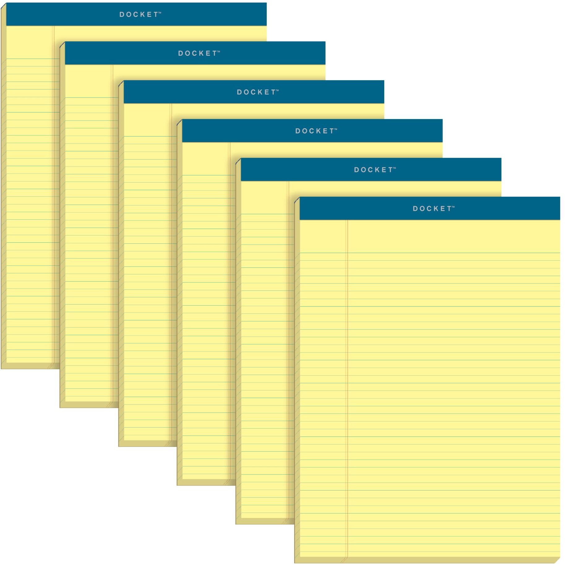 Top Docket Ruled Pads, 8-1/2 X 11-3/4, Canary, 100 Sheets, 6 Pads/Pack (63376)