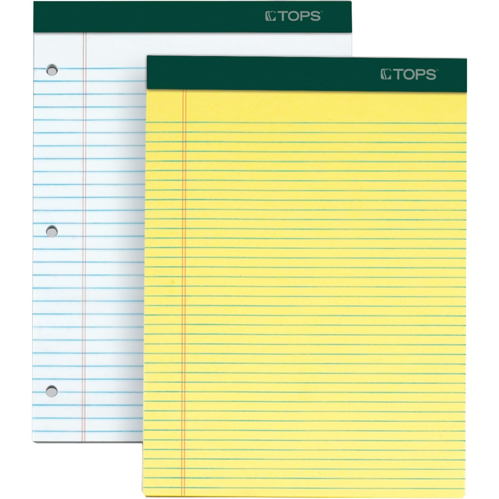 Top Docket Ruled Pads, 8-1/2 X 11-3/4, Canary, 100 Sheets, 6 Pads/Pack (63376)