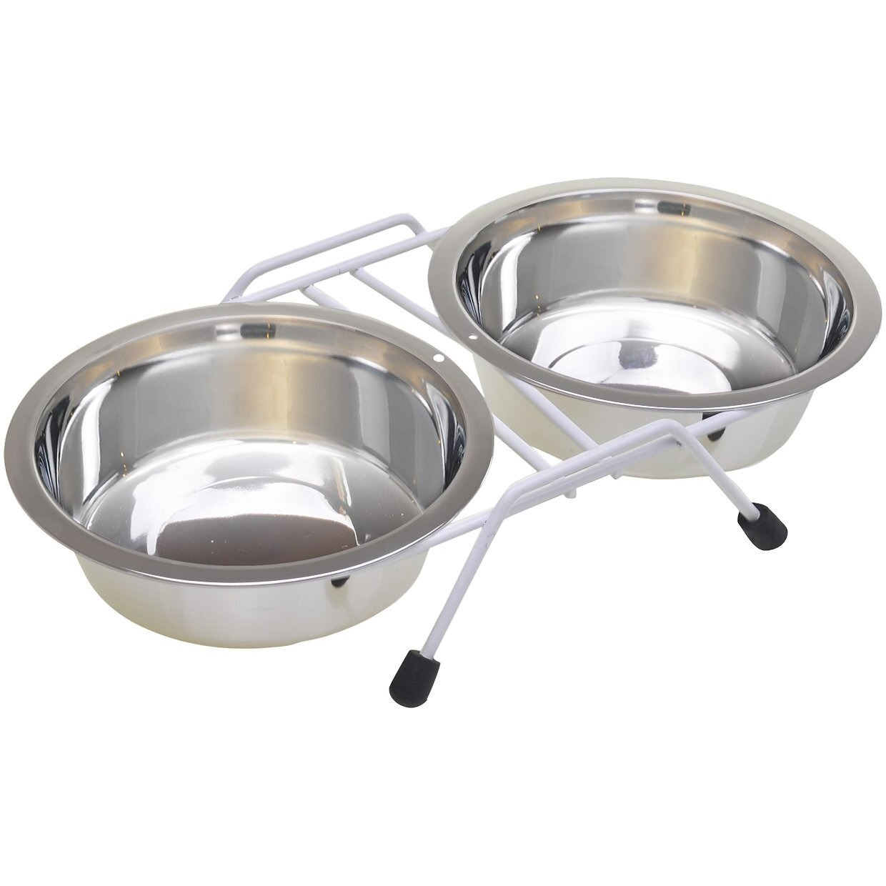 Van Ness Pets Raised Double Dish Feeder With Wire Rack For Cats And Small Dogs, With (2) 8 Oz Food And Water Bowls