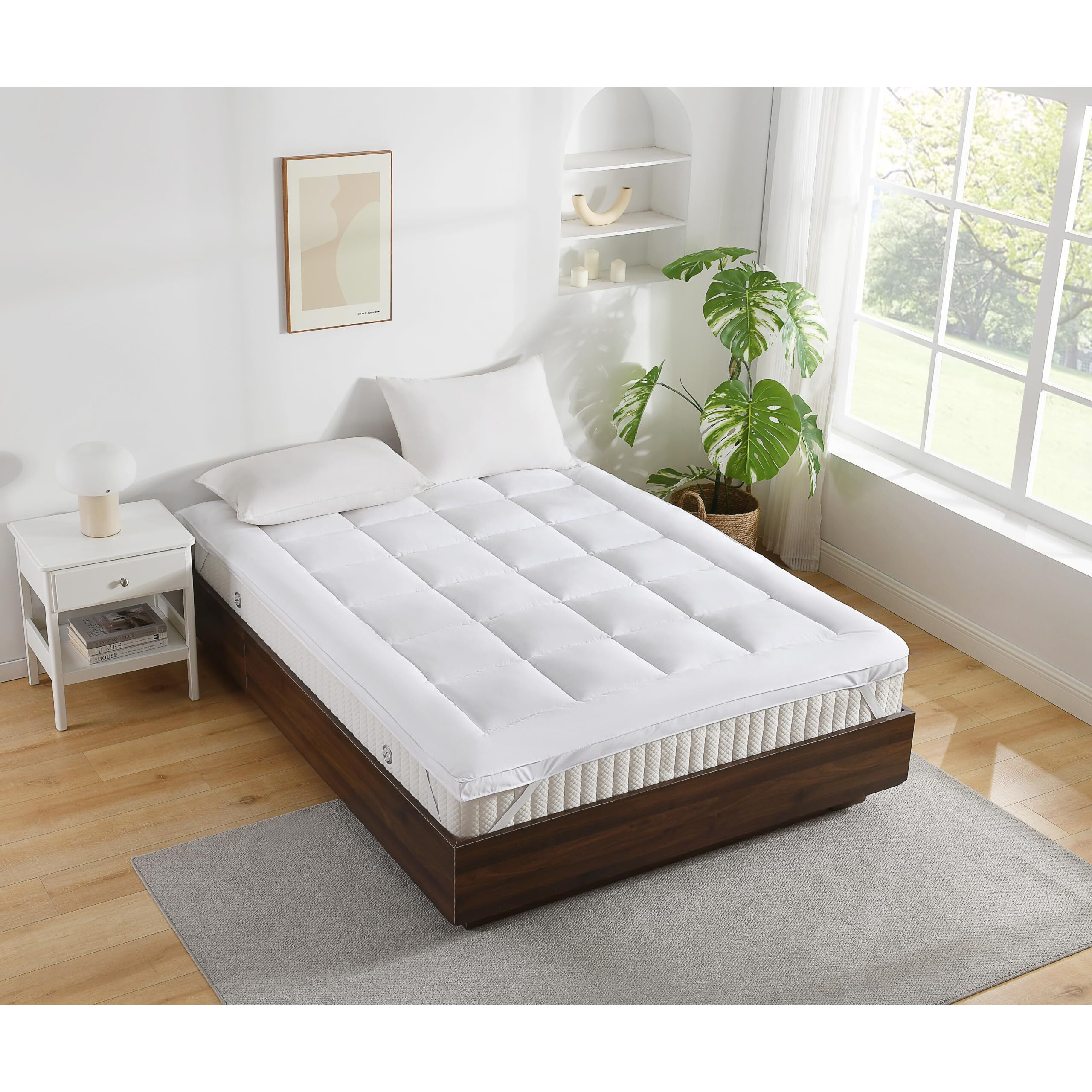 Royal Plush Mattress Topper, Twin-Xl, 2 Inches Hypoallergenic Overfilled Down Alternative Anchor Bands Mattress Topper