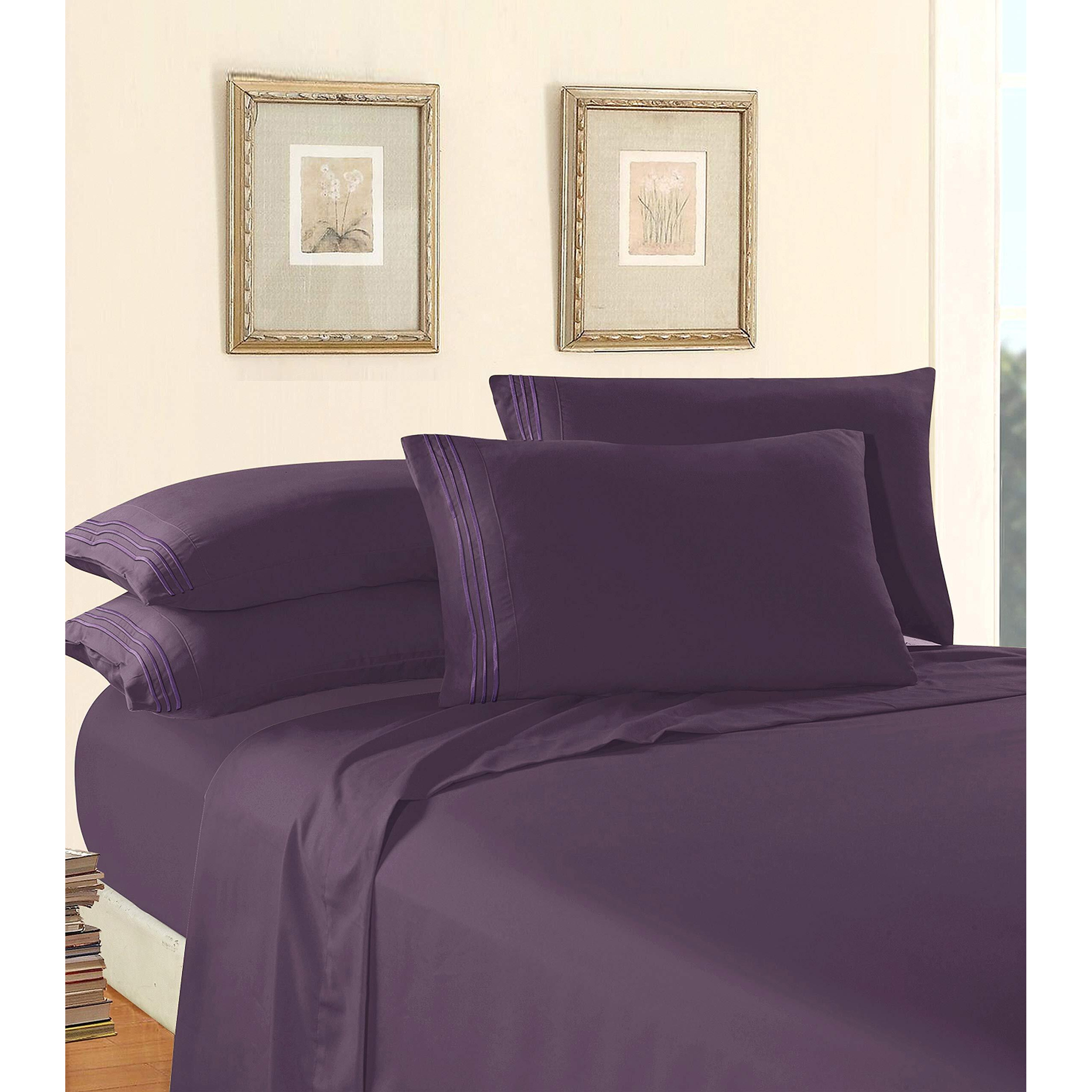 Elegant Comfort Luxury Soft 1500 Premier Egyptian 4-Piece Premium Hotel Quality Wrinkle Resistant Coziest Bedding Set, All Around Elastic Fitted Sheet, Deep Pocket Up To 16Inch, Full, Purple