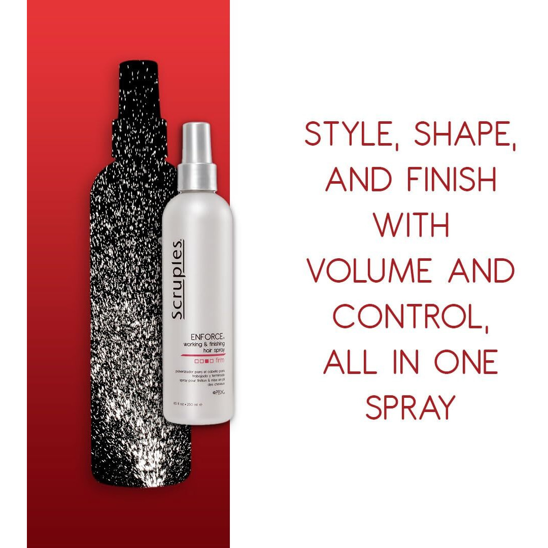 Scruples Enforce Working & Finishing Hair Spray - Multipurpose Extra Hold Hair Spray For Styling + Defining - Lock Styles In Place With Lightweight & Volumizing Hair Care (8.5 Oz)