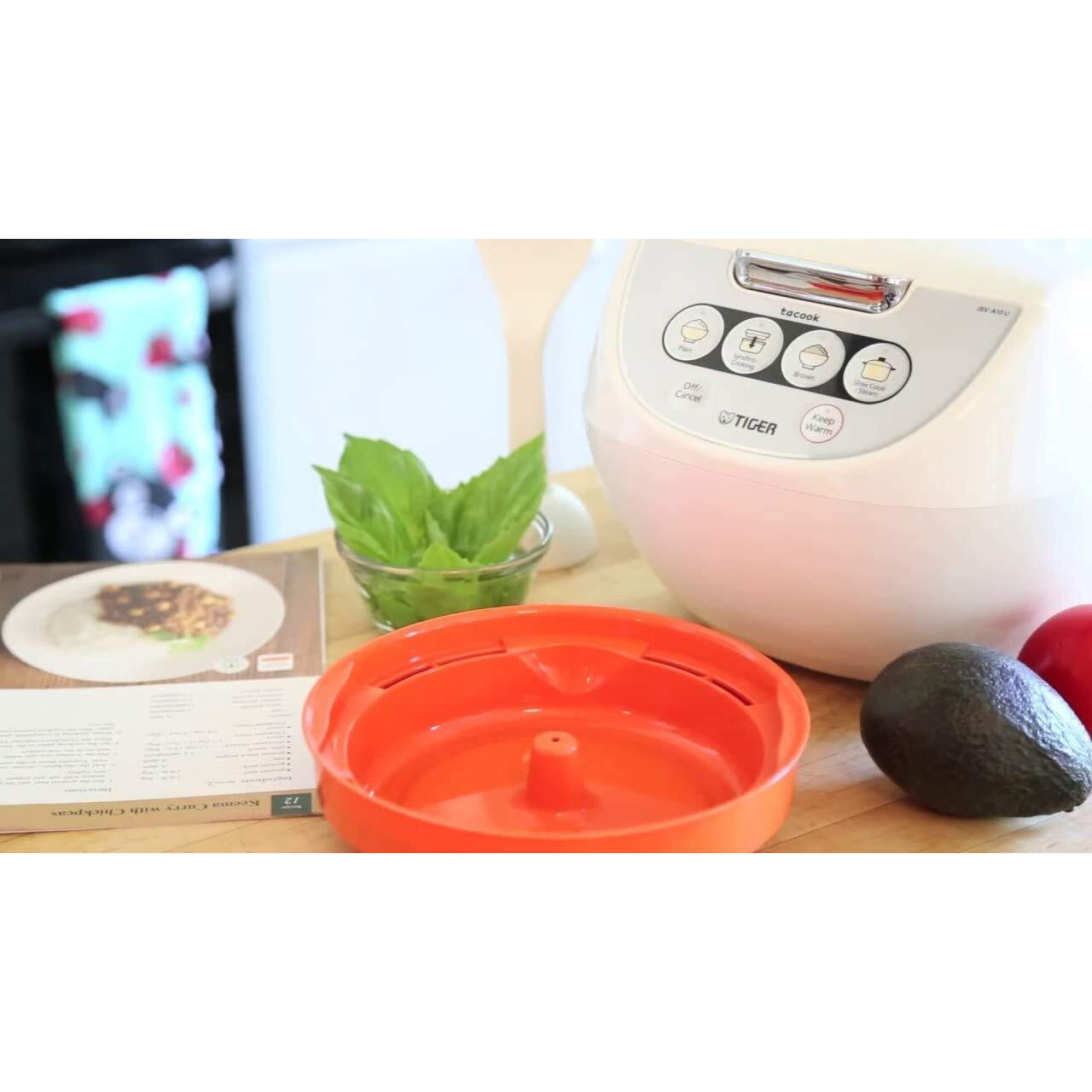 Tiger Jbv-A18U 10-Cup (Uncooked) Micom Rice Cooker And Warmer With Tacook Food Steamer Cooking Tray Technology, White